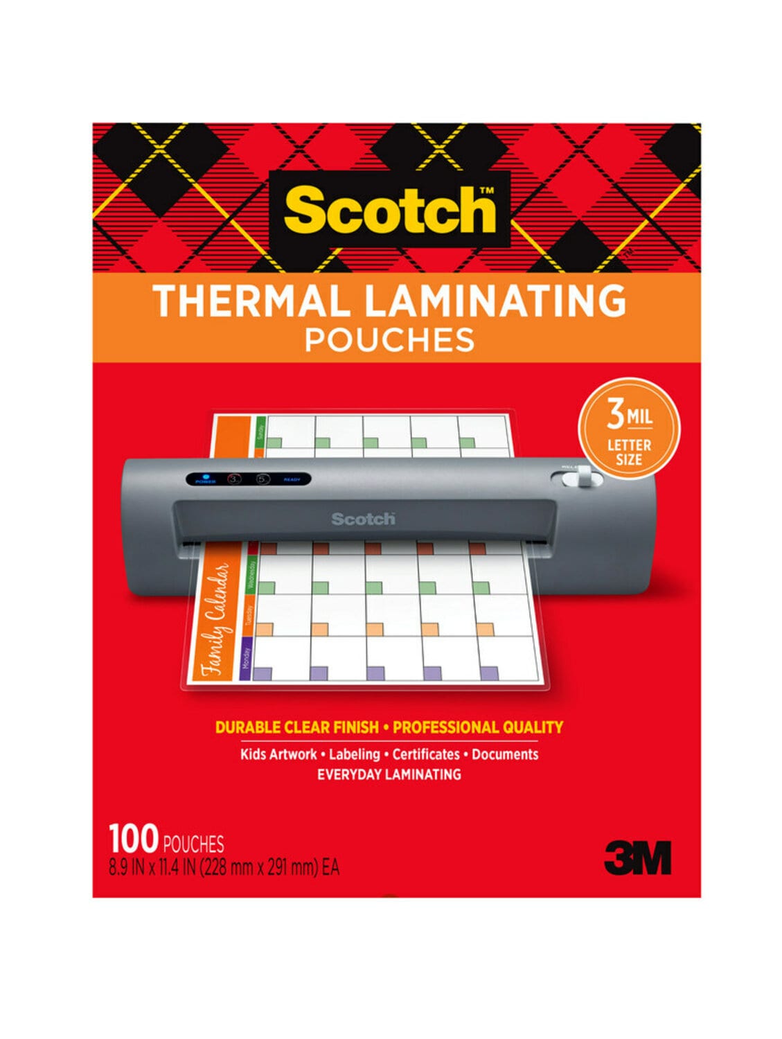 7100231061 - Scotch Thermal Pouches TP3854-100, 8.9 in x 11.4 in (228 mm x 291 mm), 6/shipper