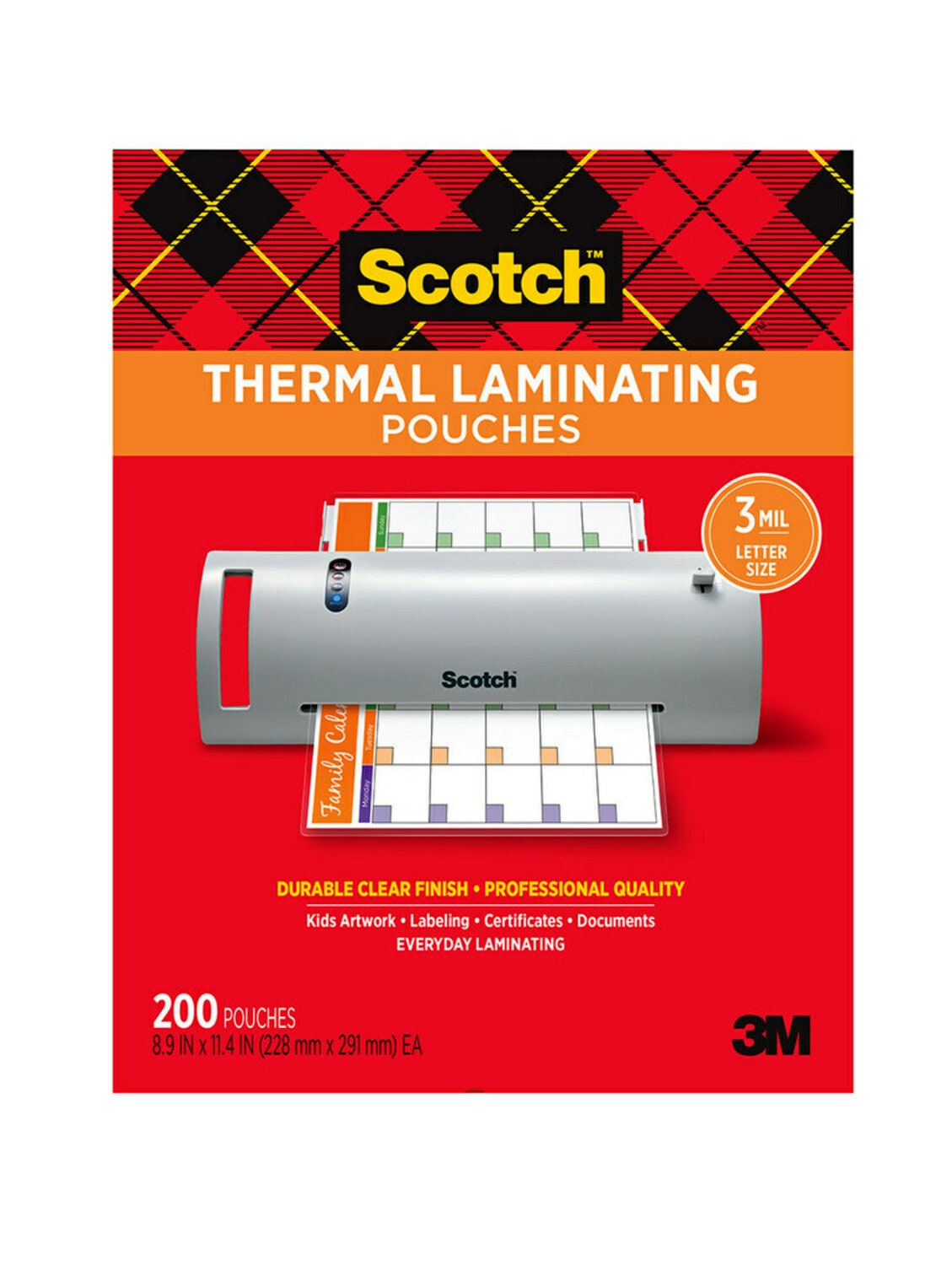 7100260723 - Scotch Thermal Pouches TP3854-200, 8.9 in x 11.4 in (228 mm x 291 mm)
