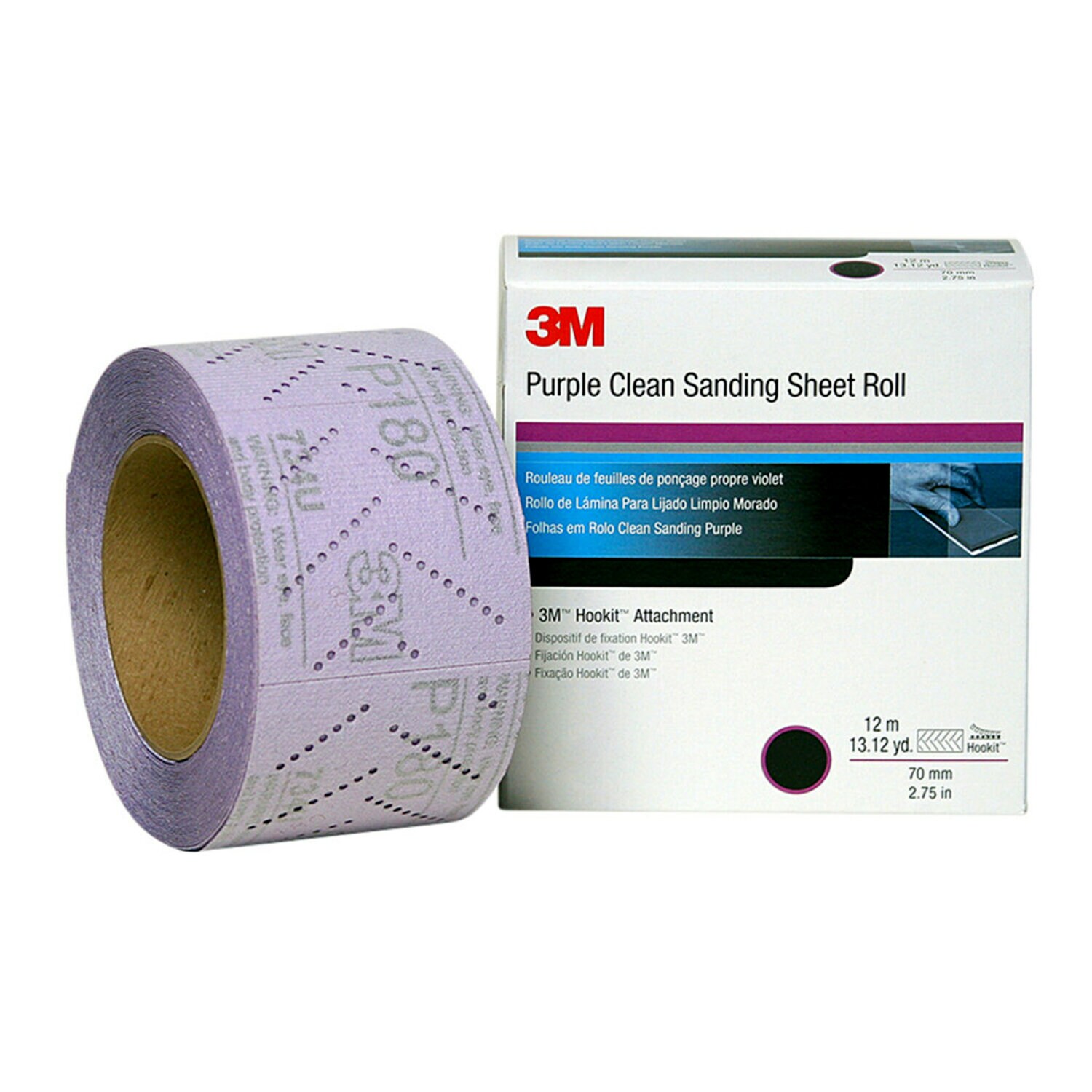 7100010896 - 3M Hookit Purple Clean Sanding Sheet Roll 334U, 30700, P800, 70 mm x
12 m, 5 rolls per case