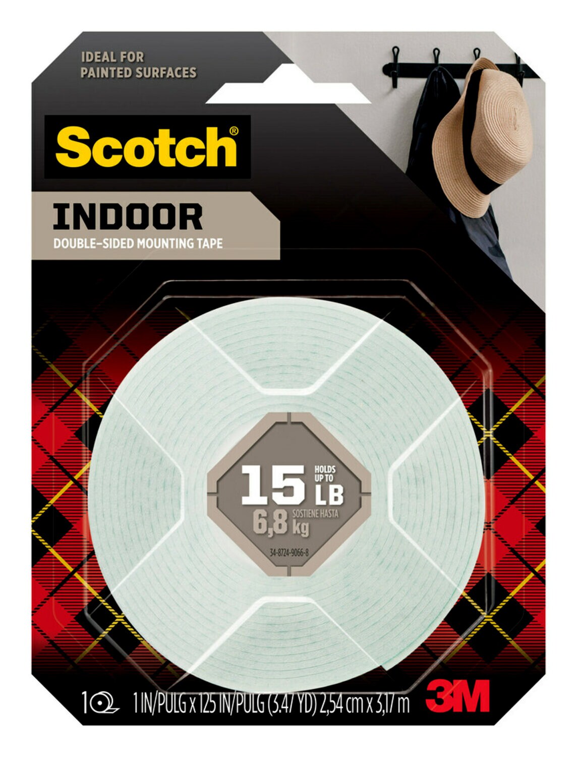 7100235240 - Scotch Indoor Double-Sided Mounting Tape 314S-MED, 1 in x 125 in (2.54 cm x 3.17 m)