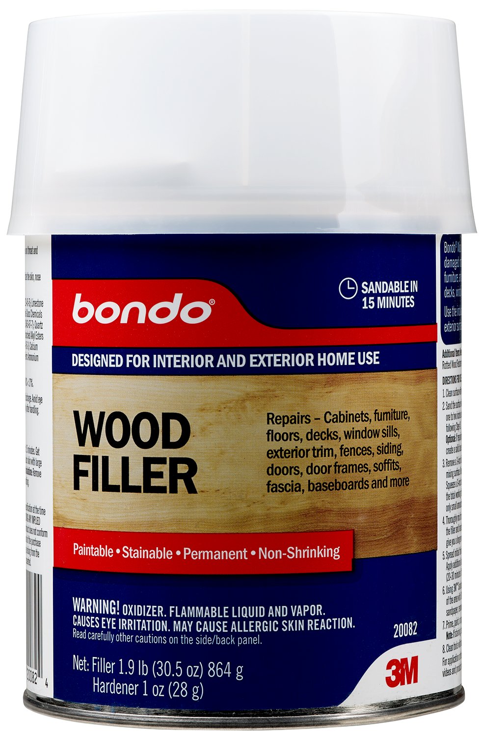 7010309230 - Bondo Wood Filler, 20082, 1 Quart, 3 per case