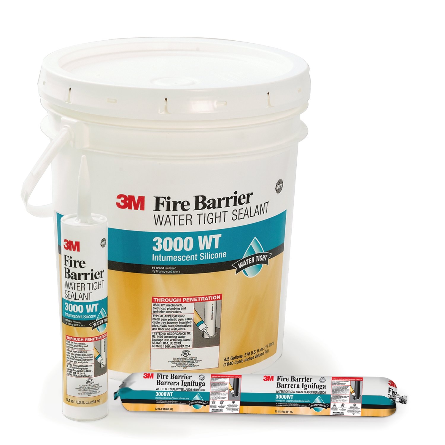 7000059413 - 3M Fire Barrier Water Tight Sealant 3000WT, Gray, 20 fl oz Sausage Pack, 12 Each/Case