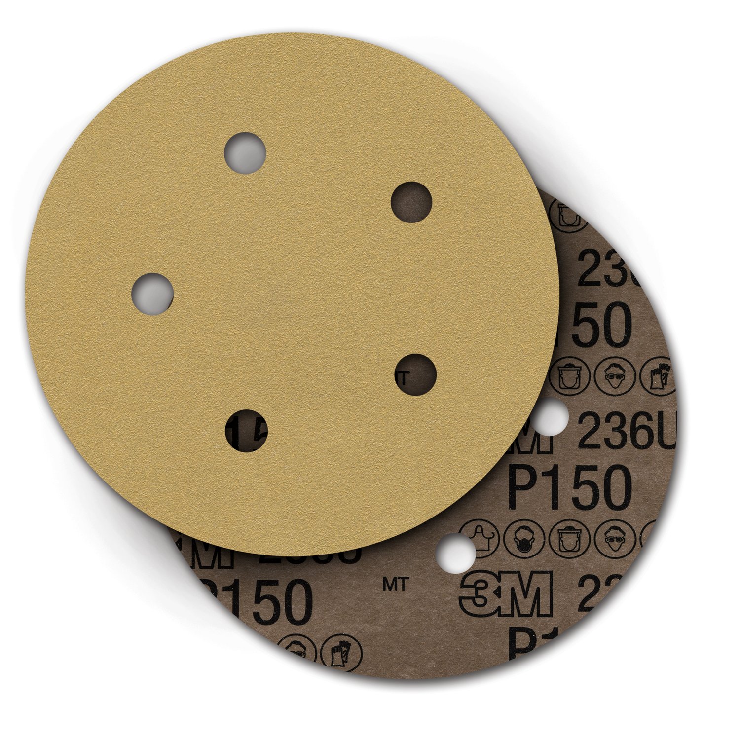 7100192496 - 3M Hookit Paper Disc 236U, P220 C-weight, 5 in x NH, D/F 5HL, Die 500FH