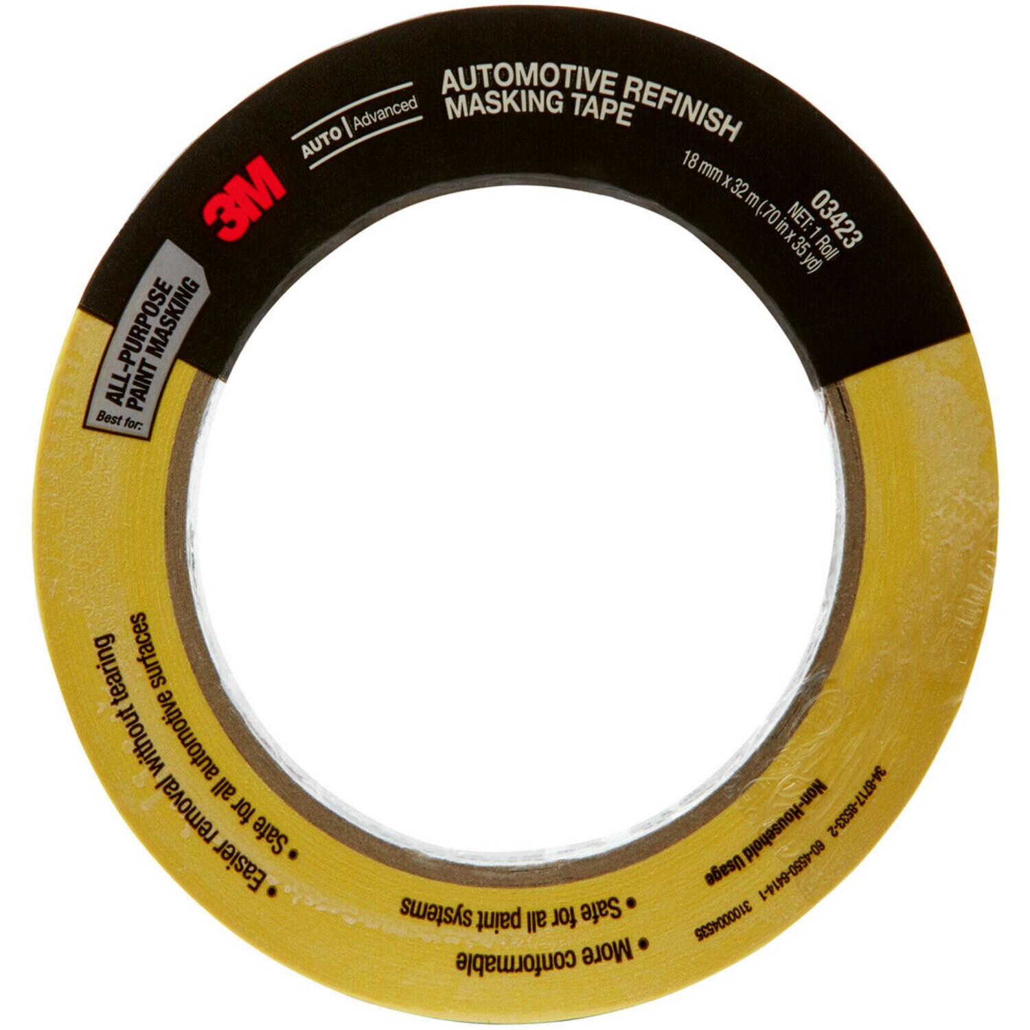 7000120059 - 3M Automotive Refinish Masking Tape, 03423, 18 mm x 32 m, 24 per case