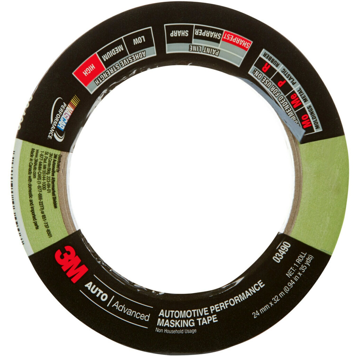 7100020228 - 3M Automotive Performance Masking Tape, 03490, 24 mm X 32 m, 24 per case