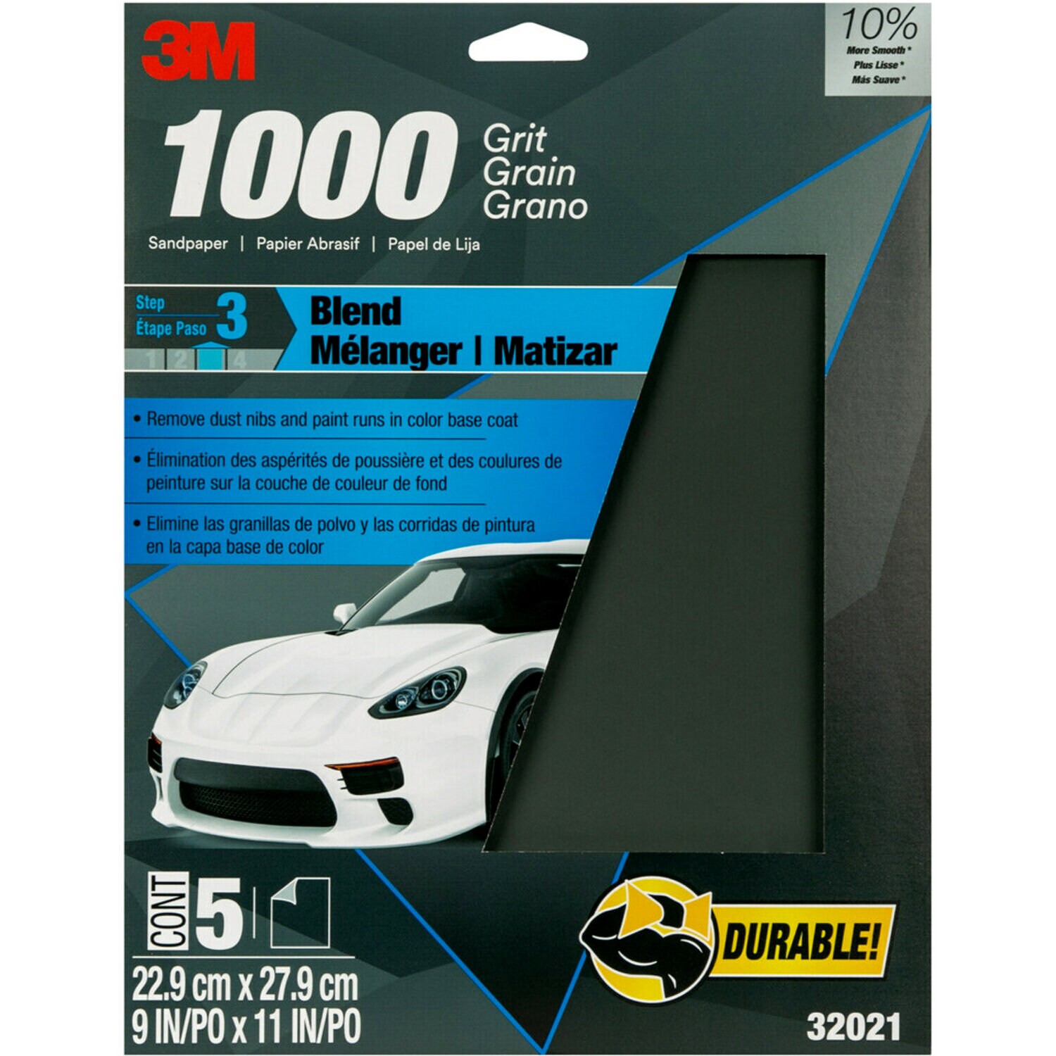 7010328060 - 3M Wetordry Sandpaper, 32021, 1000 Grit, 9 inch x 11 inch, 5 per pack, 20 per case