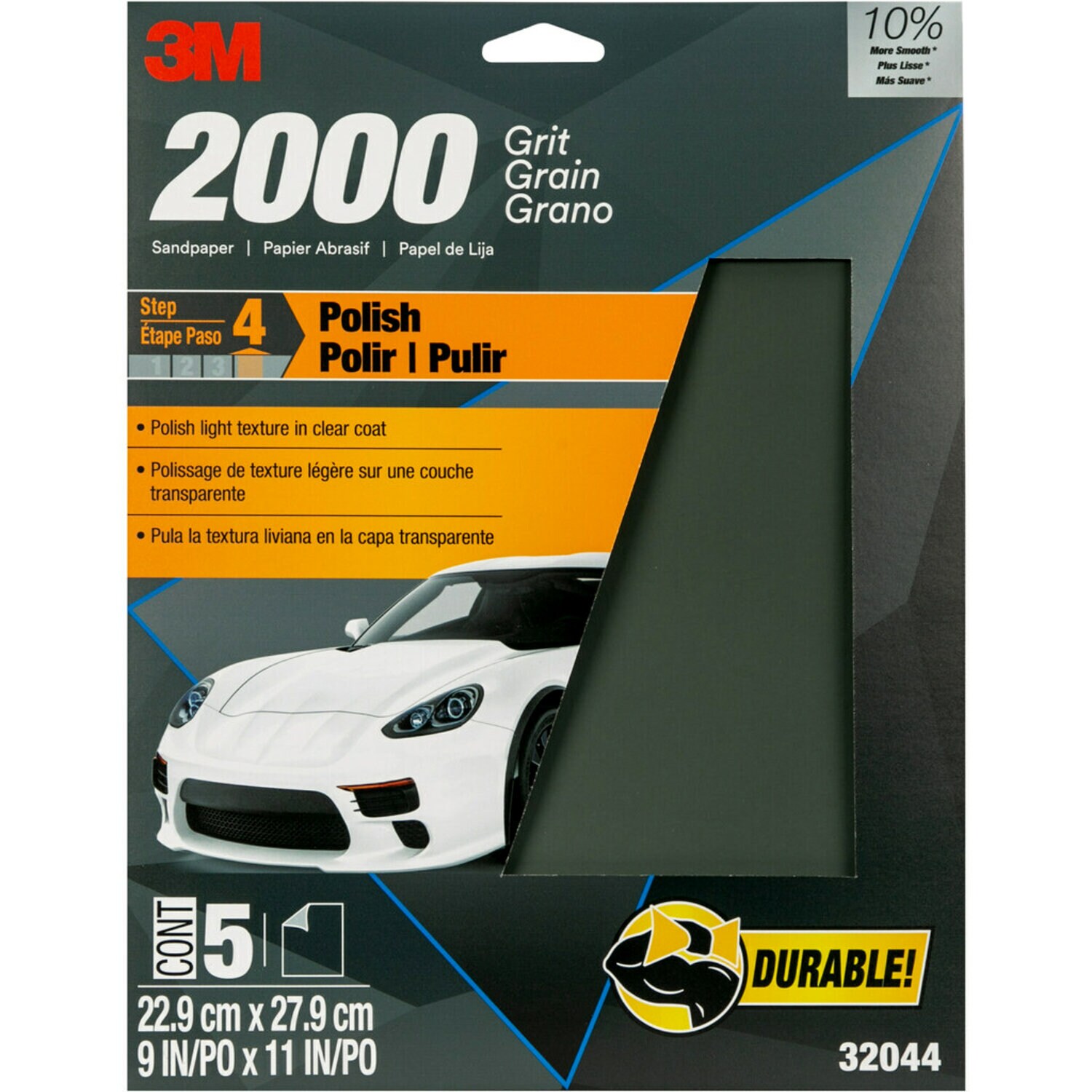 7010364677 - 3M Wetordry Sandpaper, 32044, 2000 Grit, 9 in x 11 in, 5 per pack, 20 per case