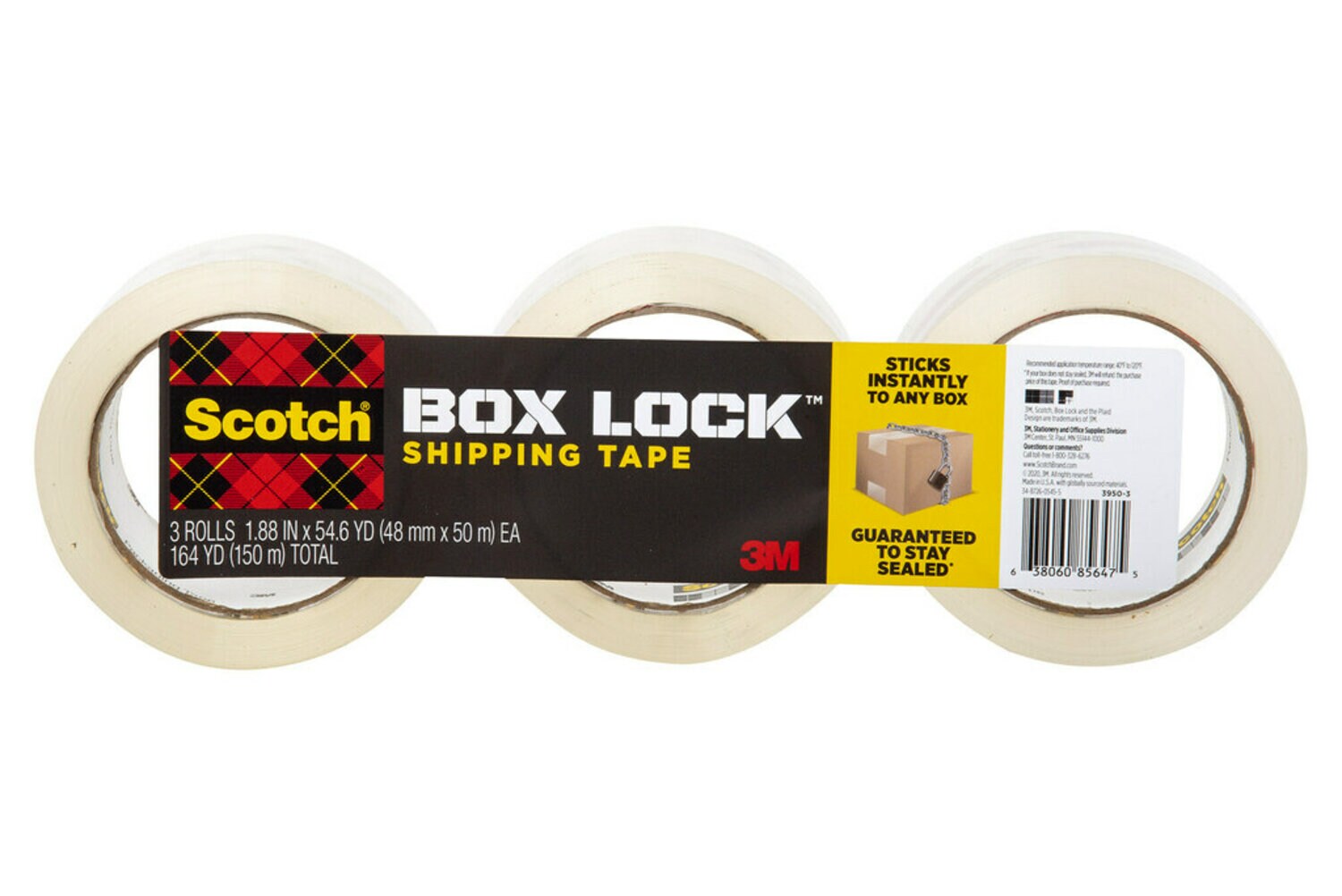 7100244189 - Scotch Shipping Packaging Tape 3950S-3, 1.88 in x 38.2 yd (48 mm x 35 m)