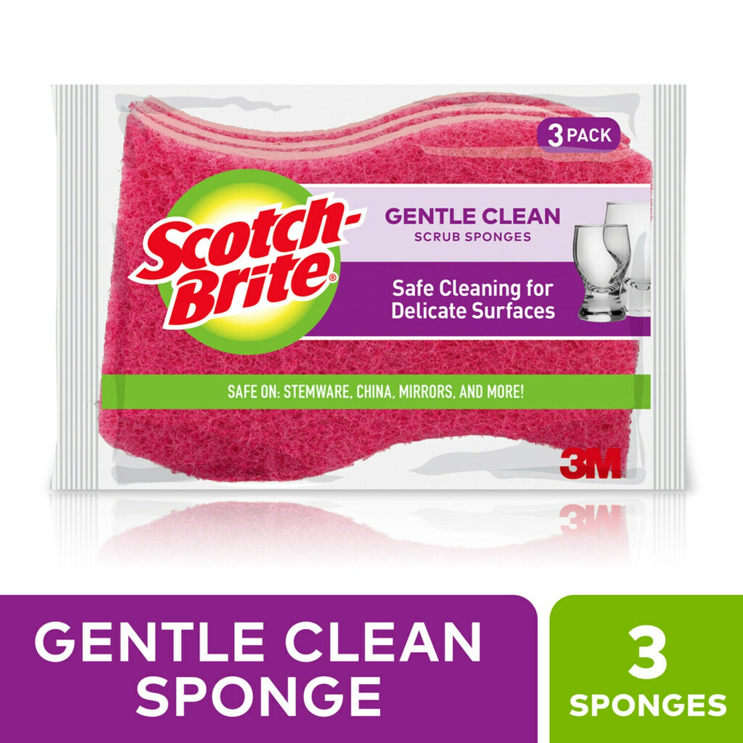 7100282642 - Scotch-Brite Gentle Clean Scrub Sponge DD-3-8, 4.4 in x 2.6 in x 0.7 in (111 mm x 66 mm x 17 mm), 8/3