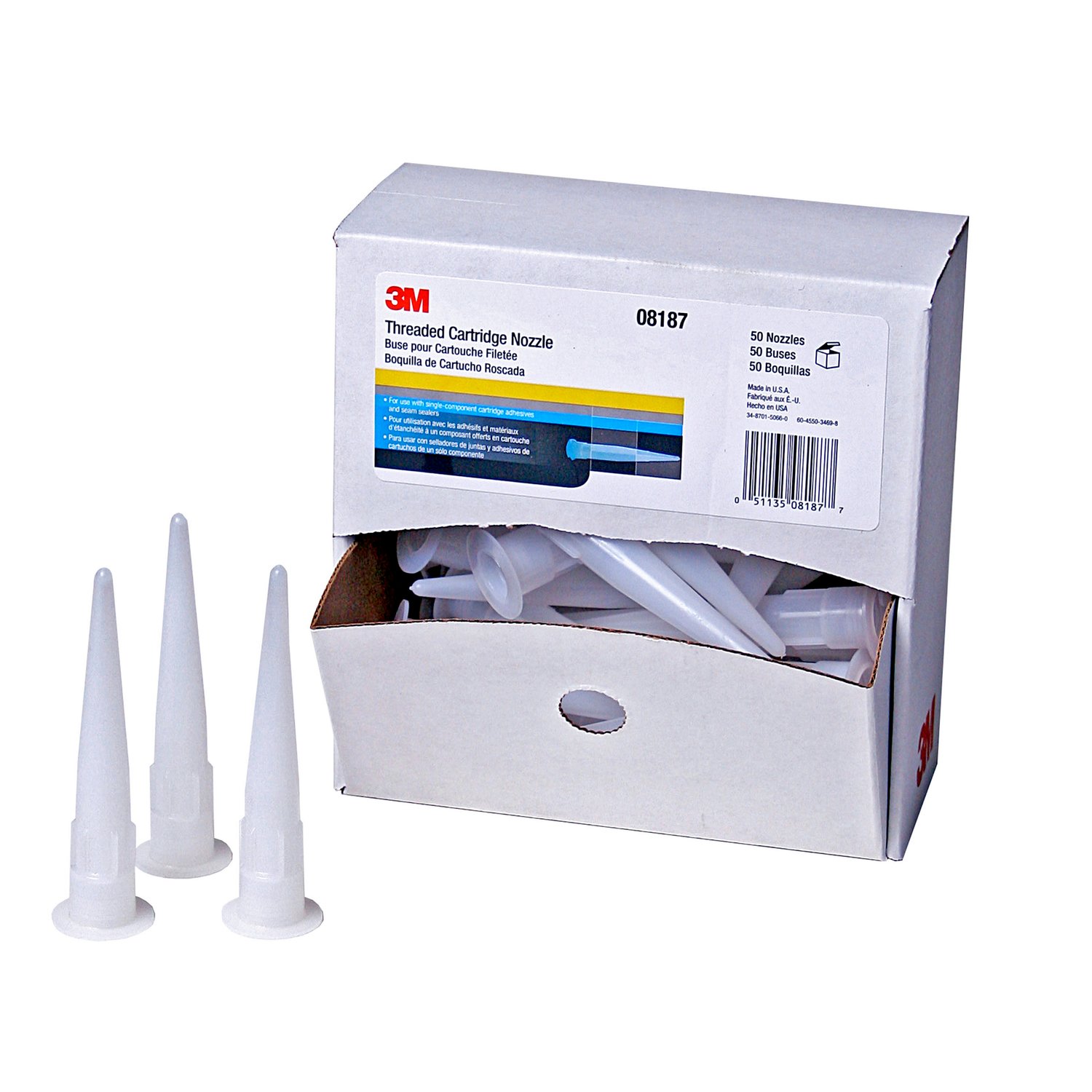 7010328467 - 3M Threaded Cartridge Nozzle 08187, 50/Carton, 6 Cartons/Case