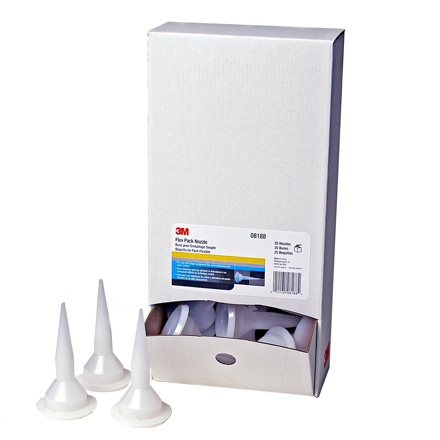 7000119729 - 3M Flex Pack Nozzle 08188, 25/Carton, 6 Cartons/Case