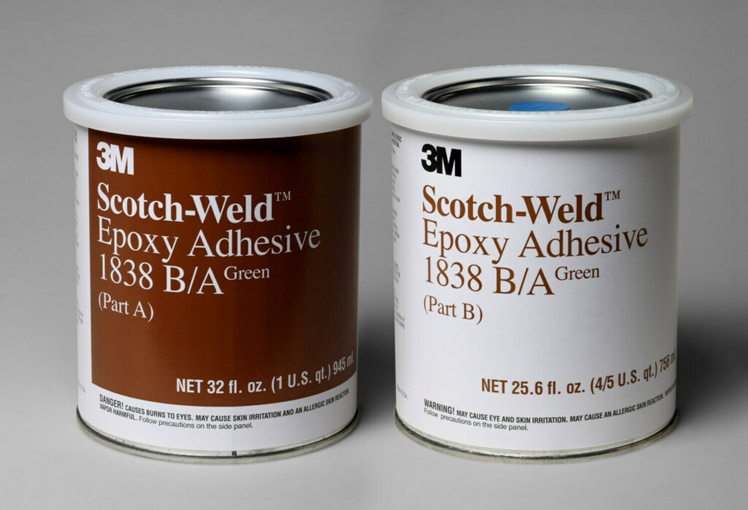 7000046340 - 3M Scotch-Weld Epoxy Adhesive 1838, Green, Part B/A , 1 Quart, 6
Kit/Case