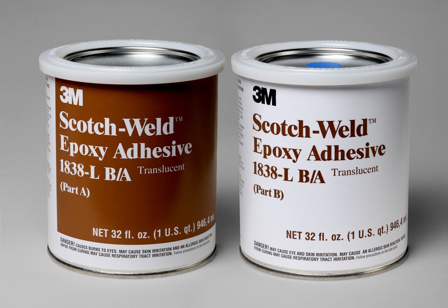 7000036224 - 3M Scotch-Weld Epoxy Adhesive 1838L, Translucent, Part B/A, 1 Quart, 6
Kit/Case