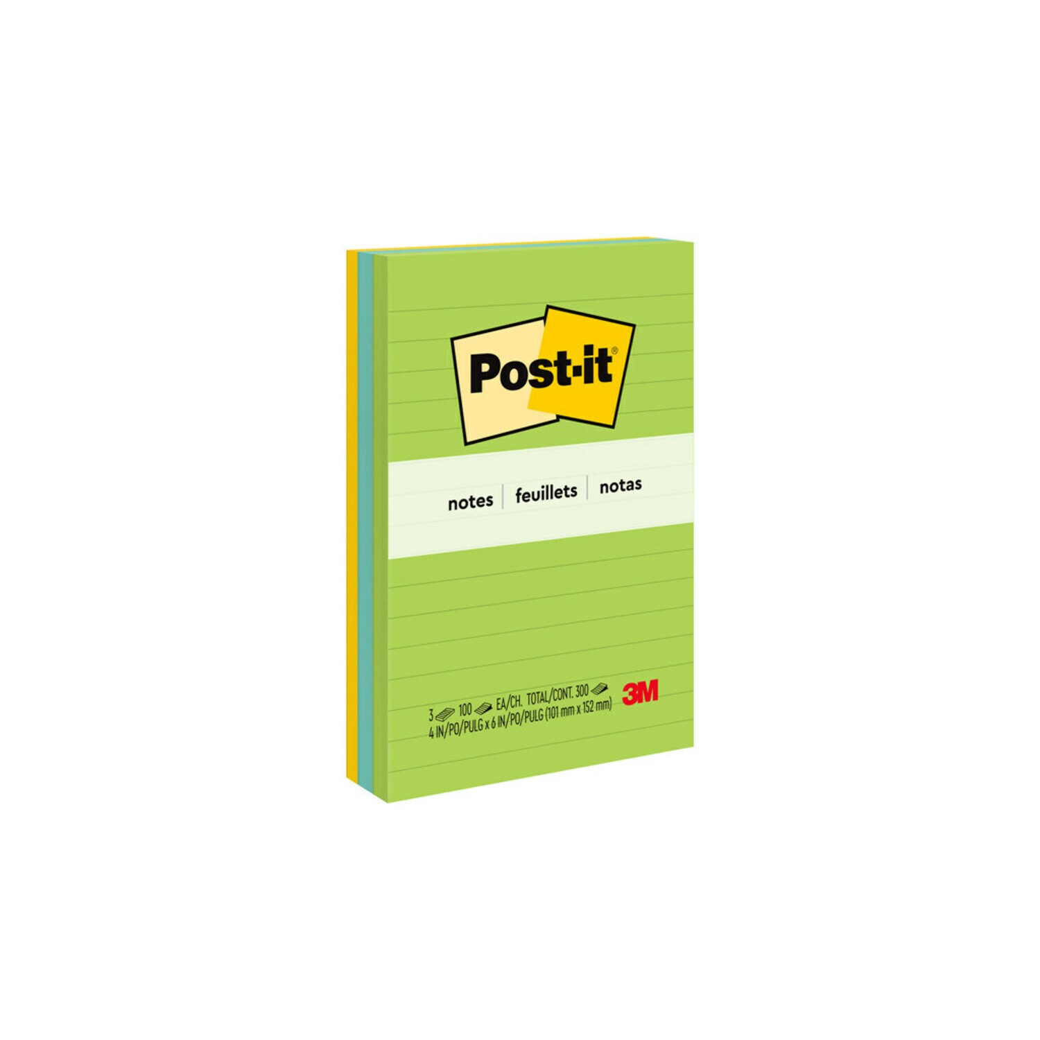 7100230245 - Post-it Notes 660-3AU, Jaipur Colors, 4 in x 6 in (101 mm x 152 mm), 100% PEFC, SGSCH-PEFC-COC-110078