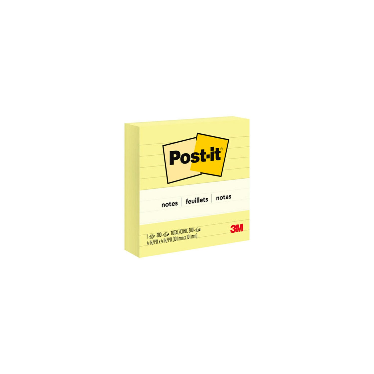 7100137926 - Post-it Notes 675-YL, 4 in x 4 in, Canary Yellow Lined