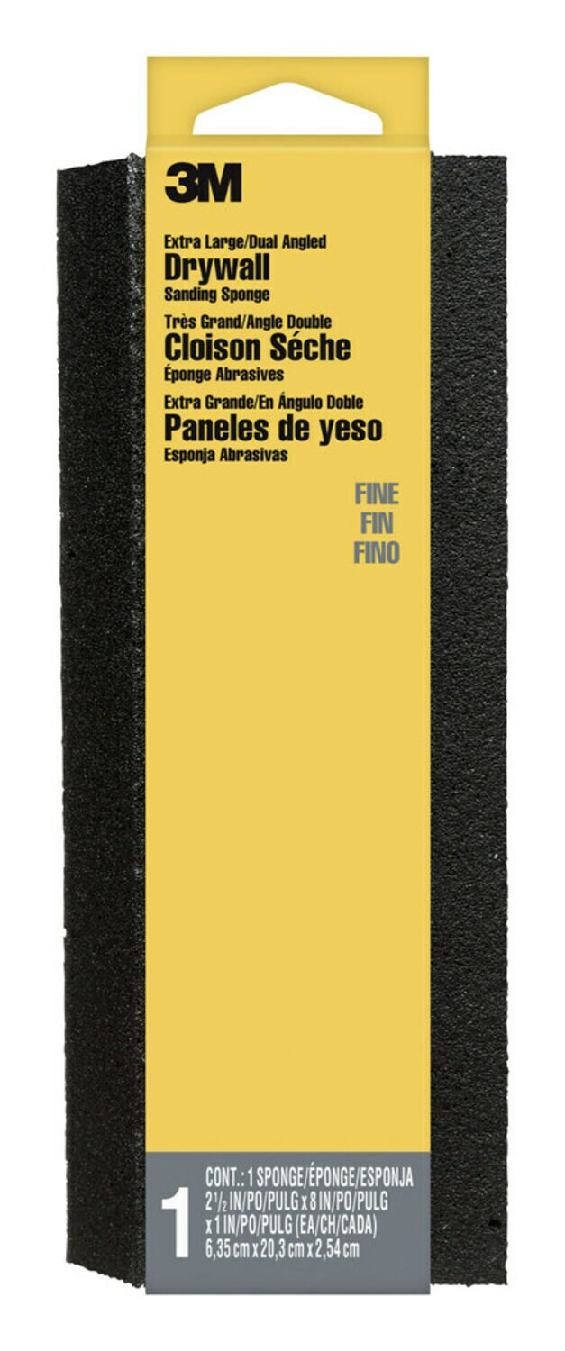 7010375249 - 3M Extra Large Drywall Sanding Sponge 910-DDA, Dual Angle, 2 1/2 in x 8 in x 1 in, Fine, 12 EA/CV