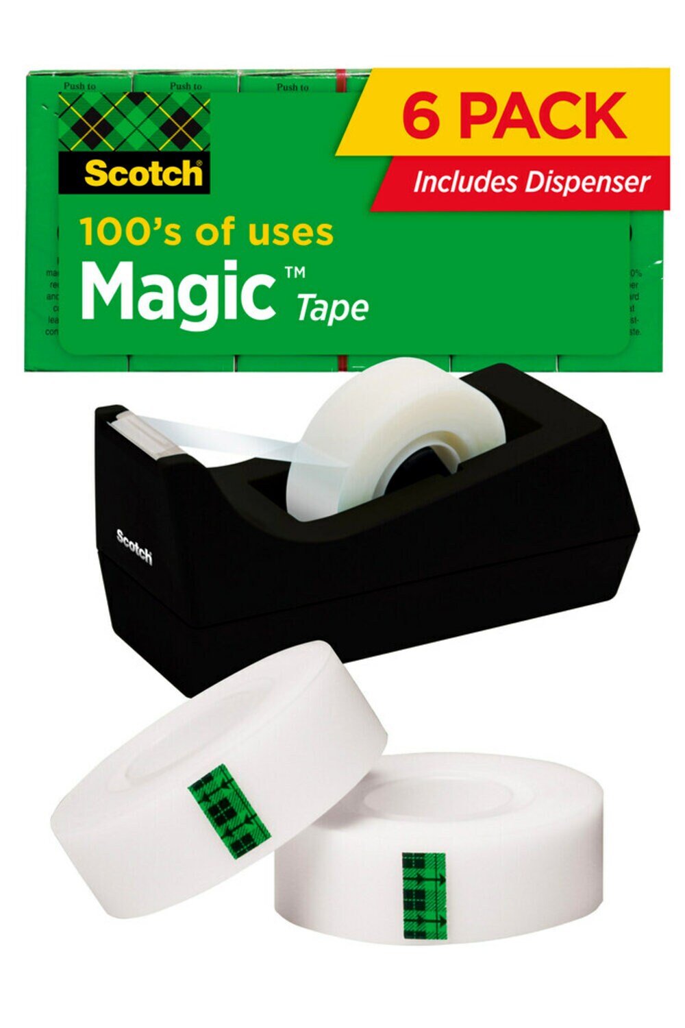 7100103287 - Scotch Magic Tape with Dispenser 810K6C38, 3/4 in x 1000 in (19 mm x 25,4 m) 6 Pack With Dispenser