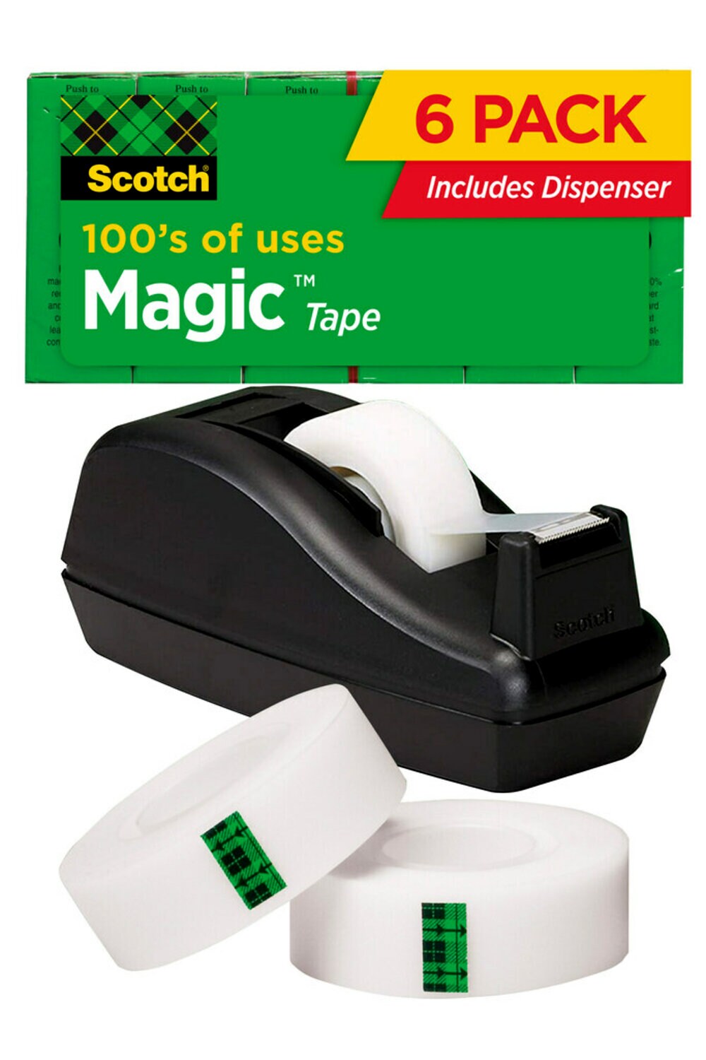 7010341420 - Scotch Magic Tape Deal 810C40BK 3/4 in x 1000 in 6pk w/C-40 Black Dispenser