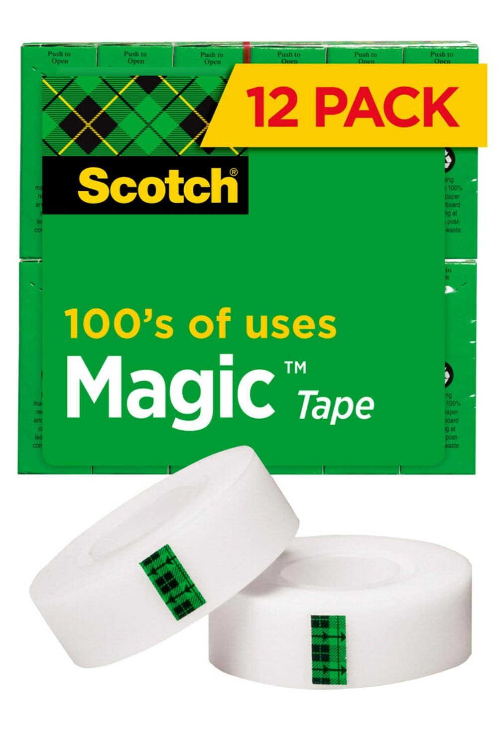 7100104285 - Scotch Magic Invisible Tape 810K12, 3/4 in x 1000 in, 12 pack