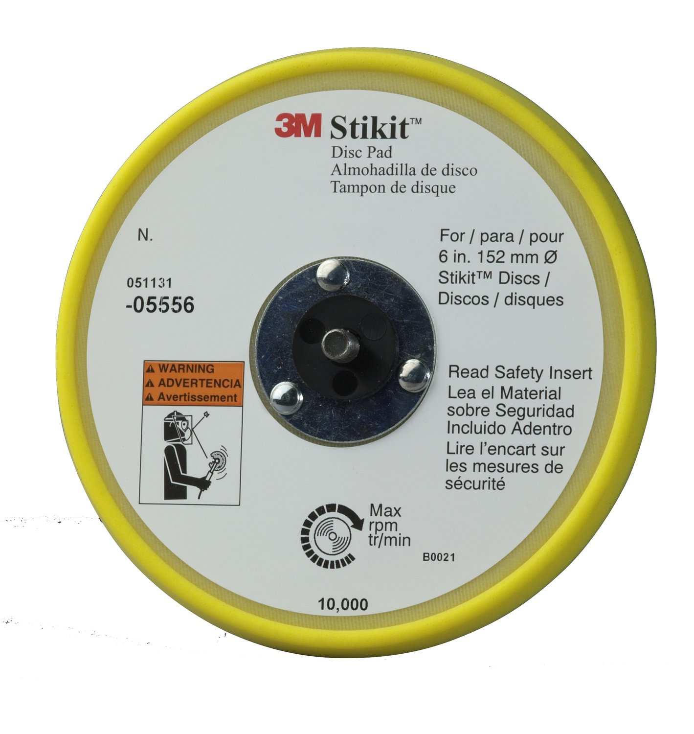 7000119808 - 3M Stikit Low Profile Abrasive Disc Back-up Pad 05556, 6 in x 3/8 in x 5/16-24 External, 10/Case