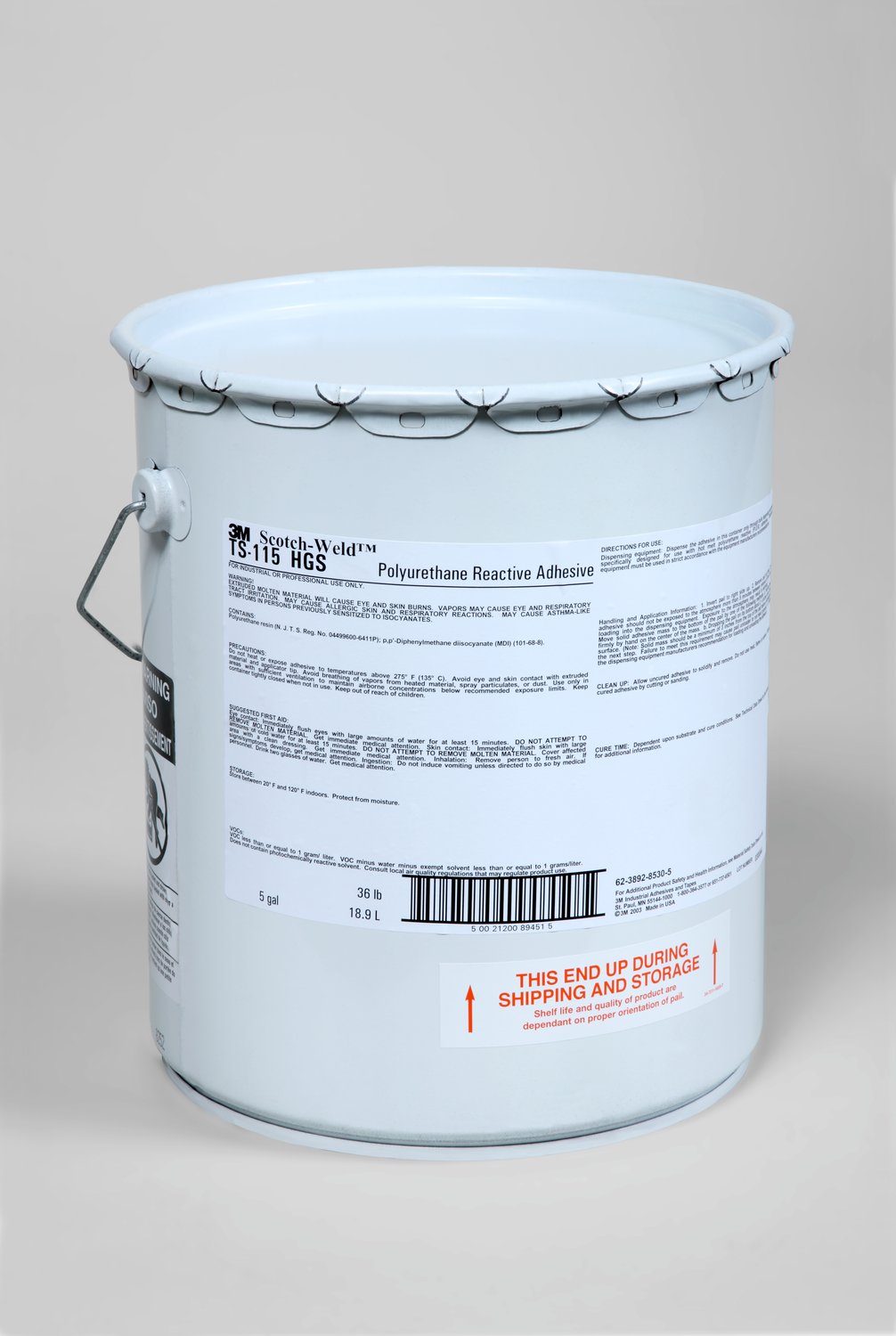 7010299377 - 3M Scotch-Weld PUR Adhesive TS115 HGS, Off-White, 5 Gallon (36 lb), Drum