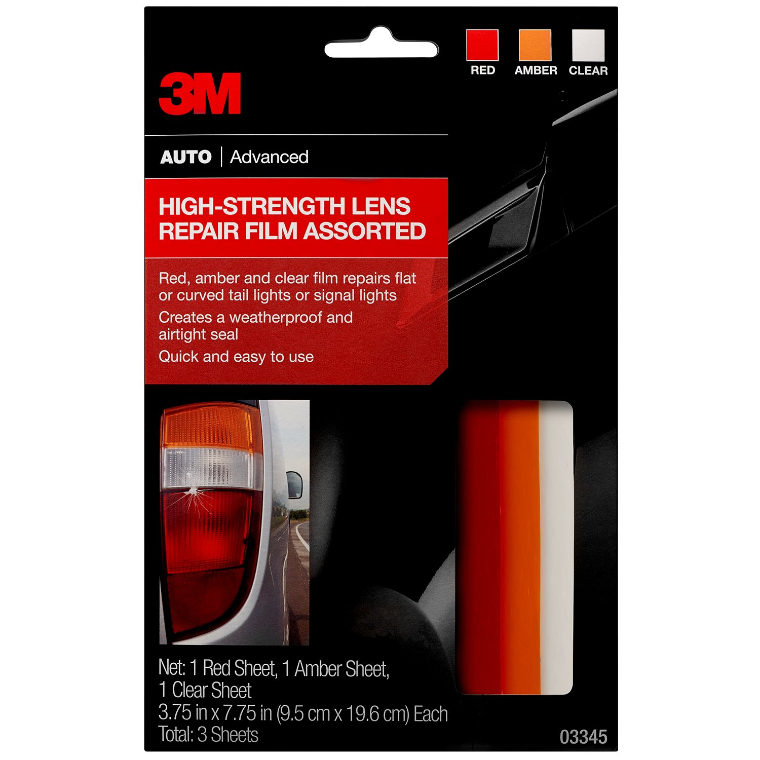 7100139908 - 3M High-Strength Lens Repair Film Assorted, 03345, 3.75 in x 7.75 in, 24 per case