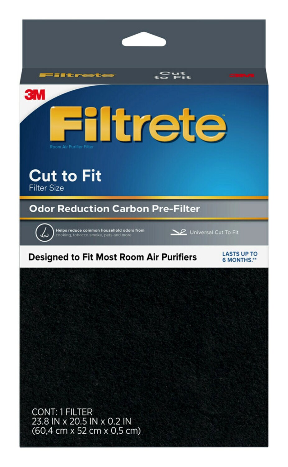 7100249701 - Filtrete Odor Reduction Carbon Prefilter Room Air Purifier Filter FAPF-UCTFN-4, Universal Cut to Fit