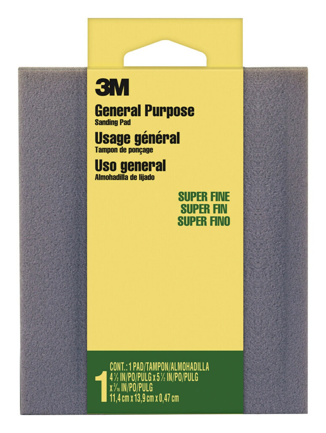 7000126141 - 3M General Purpose Sanding Pad 916DC-NA, Contour Surface, 4 1/2 in x 5 1/2 in x 3/16 in, Super Fine, 1/pk 24 pks/cs