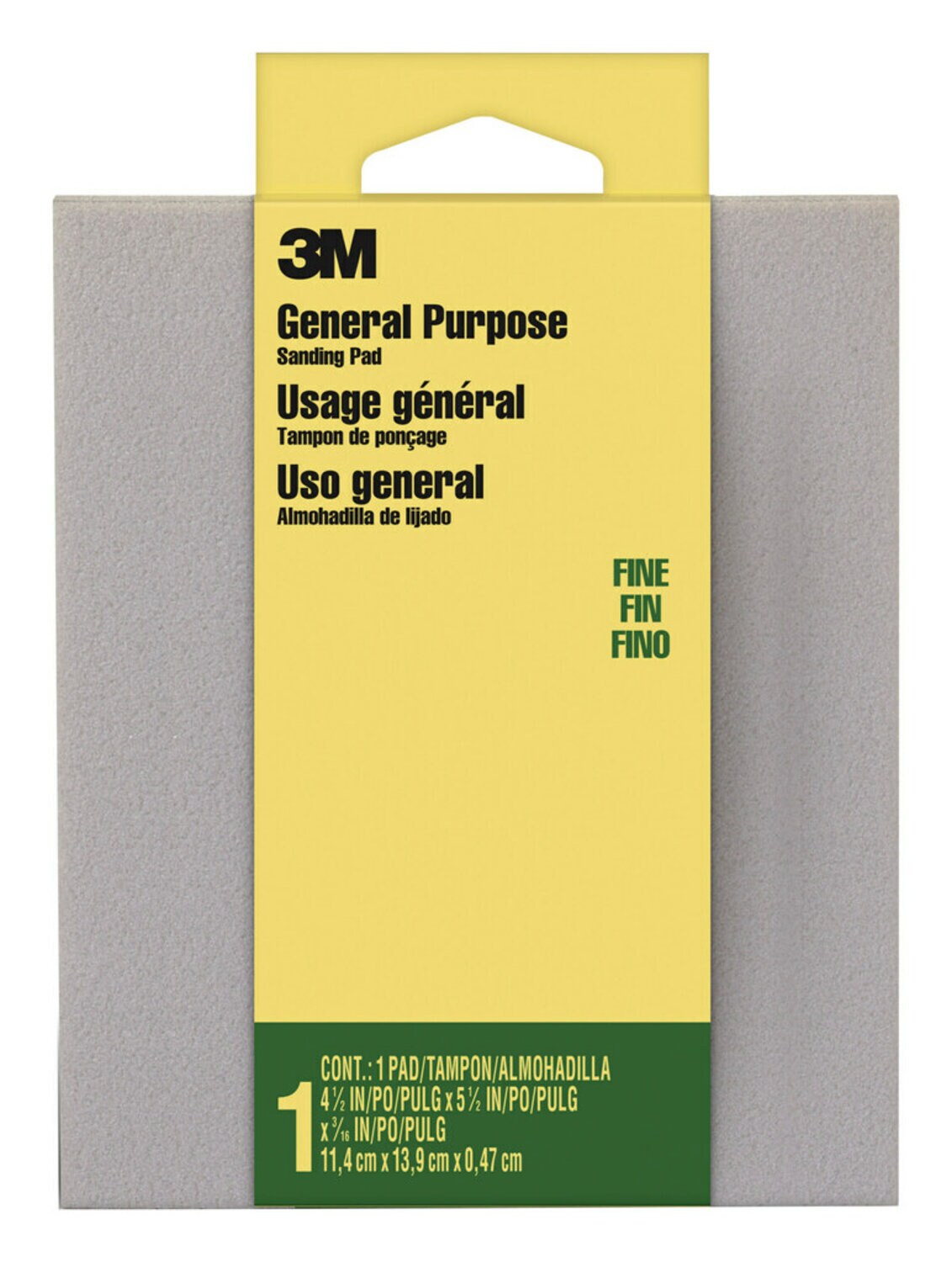 7000051975 - 3M General Purpose Sanding Pad 917DC-NA, 4 1/2 in x 5 1/2 in x 3/16 in, Fine, 1/pk 24 pks/cs