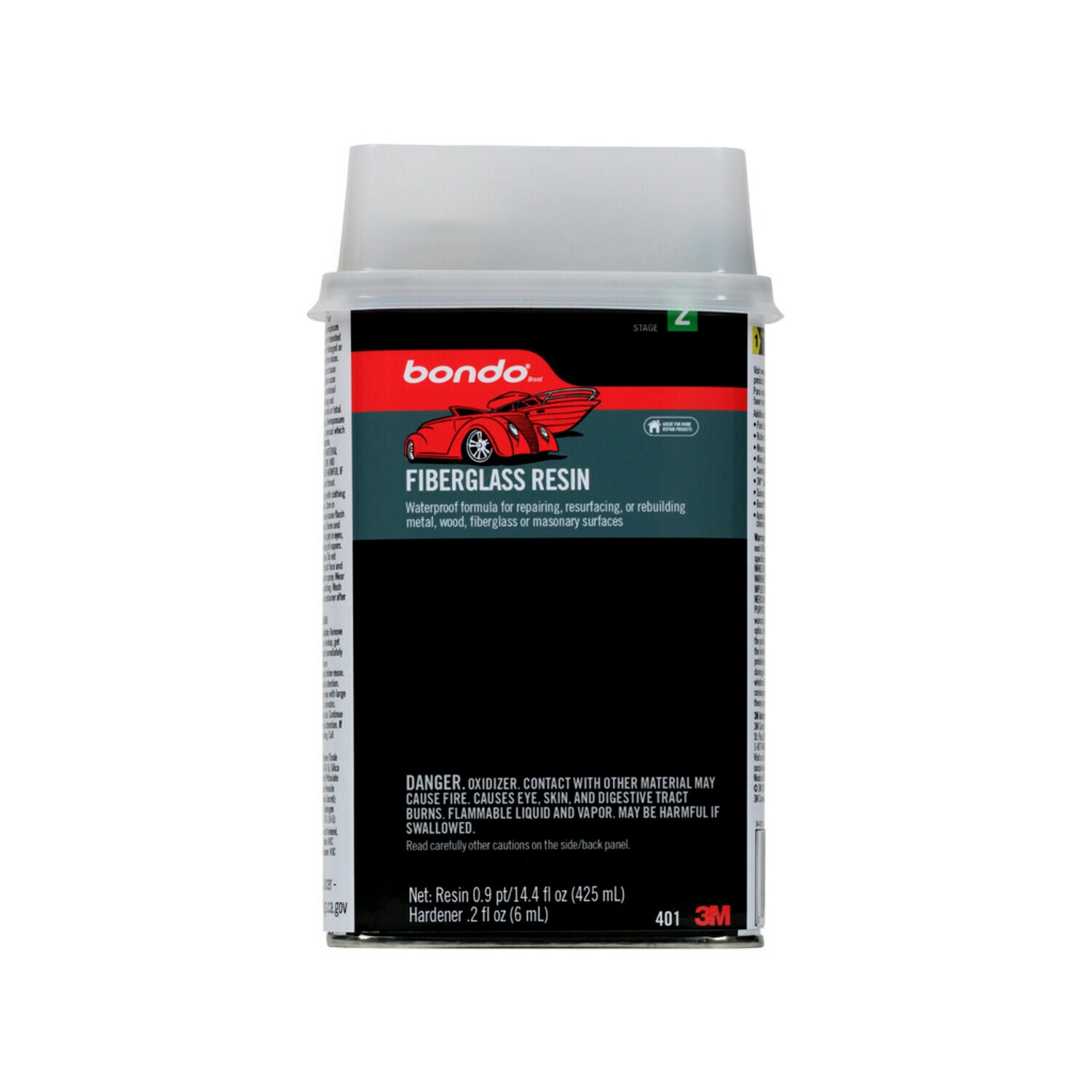 7010328018 - Bondo Fiberglass Resin, 00401, 0.9 Pint, 12 per case