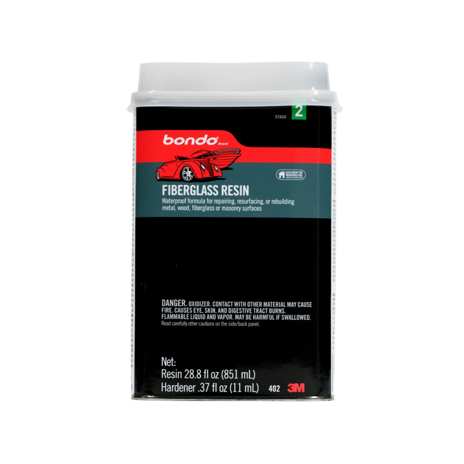 7010363199 - Bondo Fiberglass Resin, 00402, 0.9 Quart, 6 per case