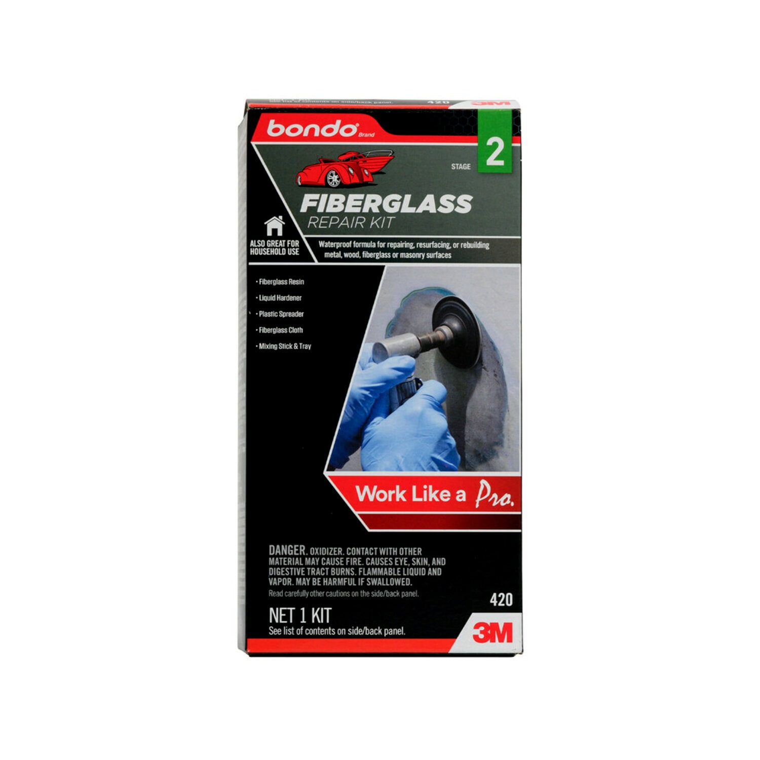 Bondo® Fiberglass Resin Repair Kit, 00420, 0.45 Pint, 4 per case