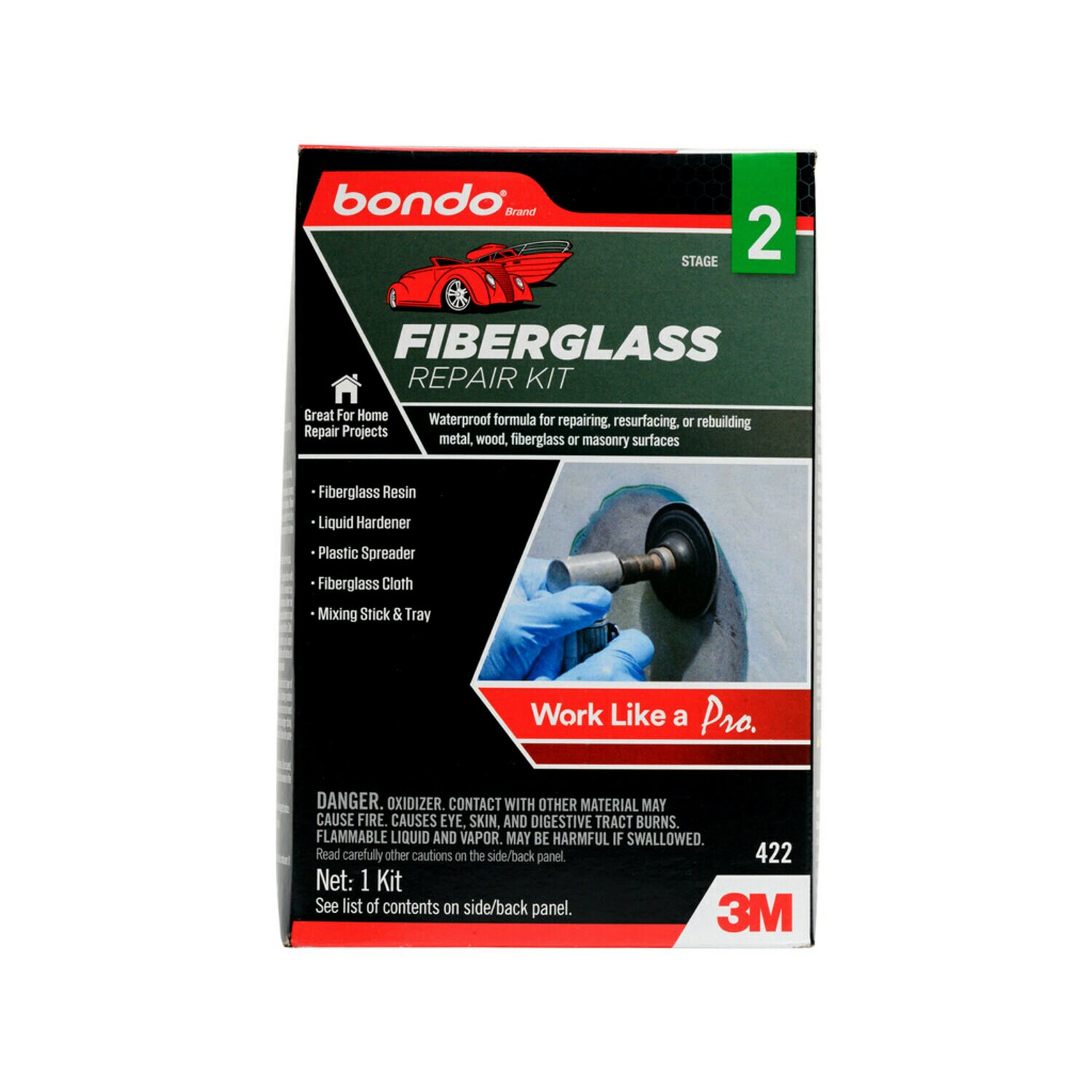 7010363204 - Bondo Fiberglass Resin Repair Kit, 00422, 0.9 Quart, 6 per case