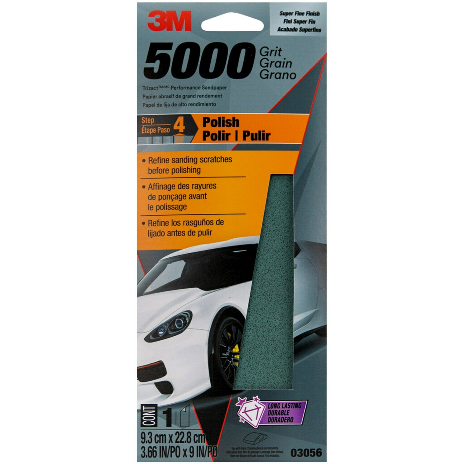 7010363047 - 3M Trizact Performance Sandpaper, 03056, 5000, 3 2/3 in x 9 in, 20 packs per case
