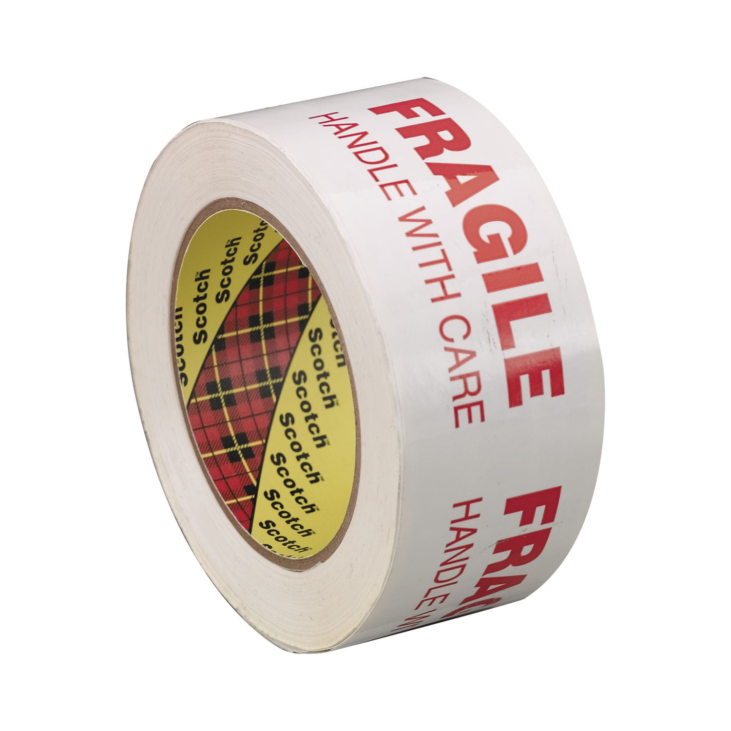 7000123643 - Scotch Printed Message Box Sealing Tape 3772, White, 48 mm x 100 m, 36/Case, Printed Tri-Ling