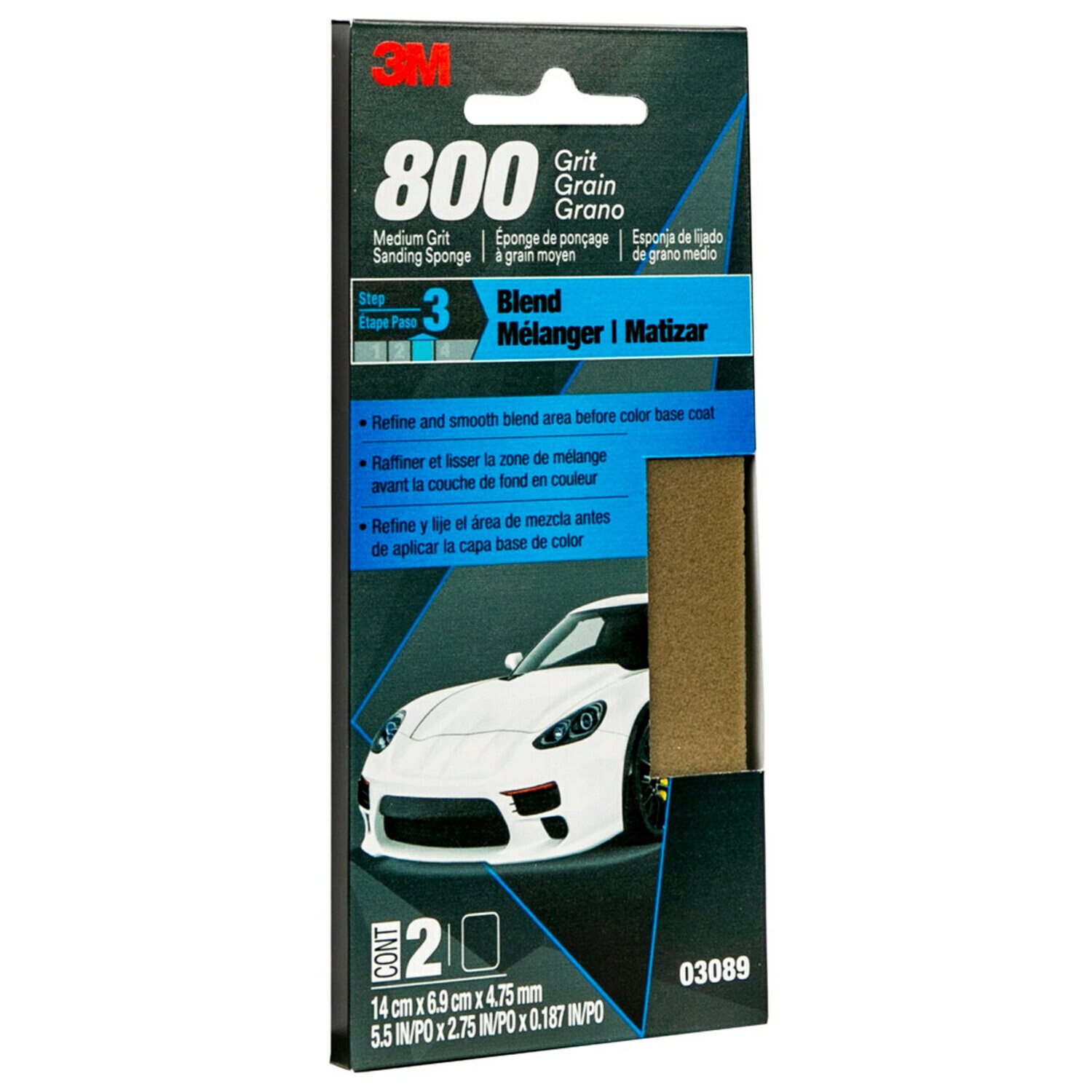 7010364784 - 3M Medium Grit Sanding Sponge 03089, 12/Case