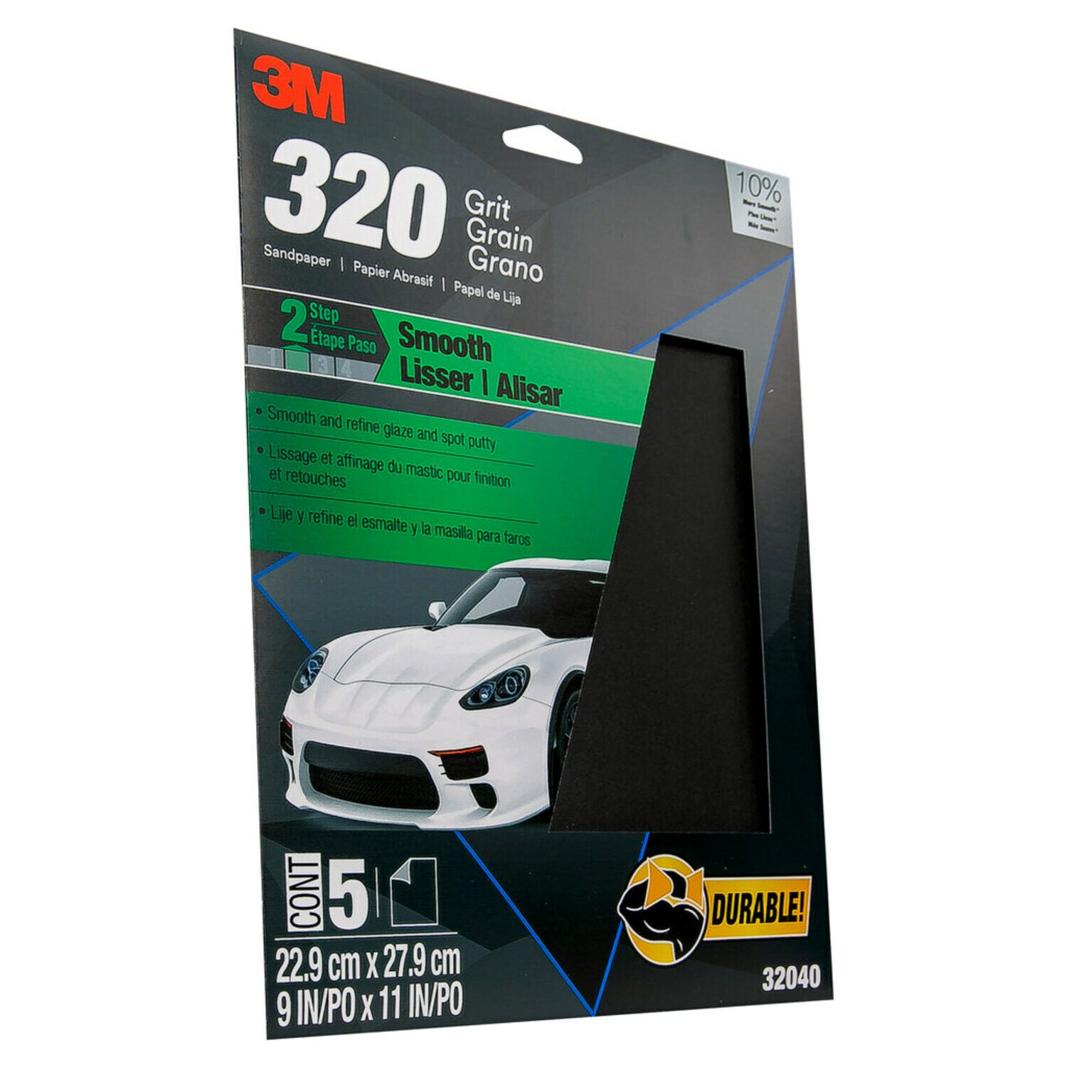 7010364678 - 3M Wetordry Sandpaper, 32040, 320 Grit, 9 inch x 11 inch, 5 per pack, 20 per case
