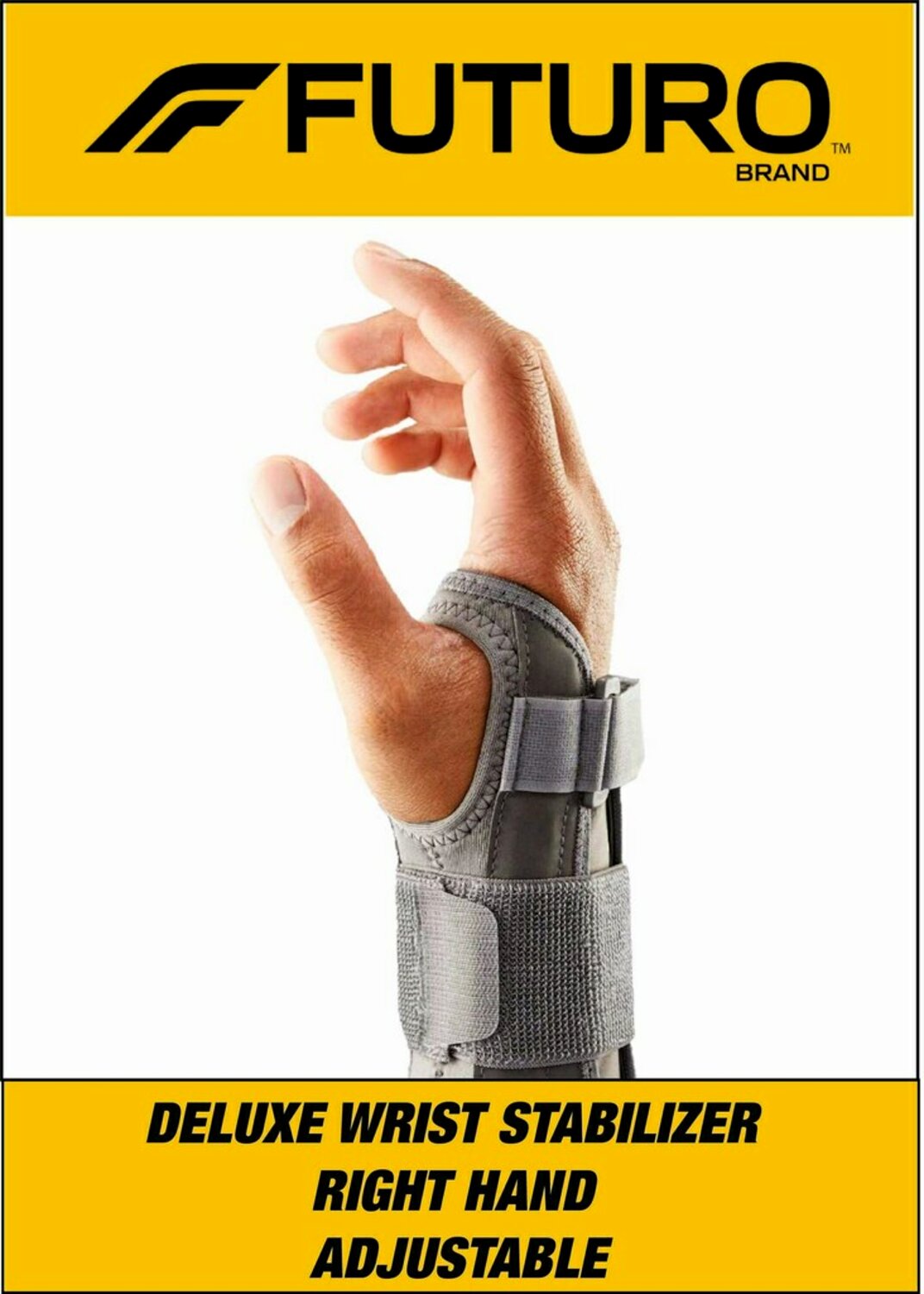 7100155845 - FUTURO Deluxe Wrist Stabilizer Right Hand, 09013ENR, Adjustable, Grey