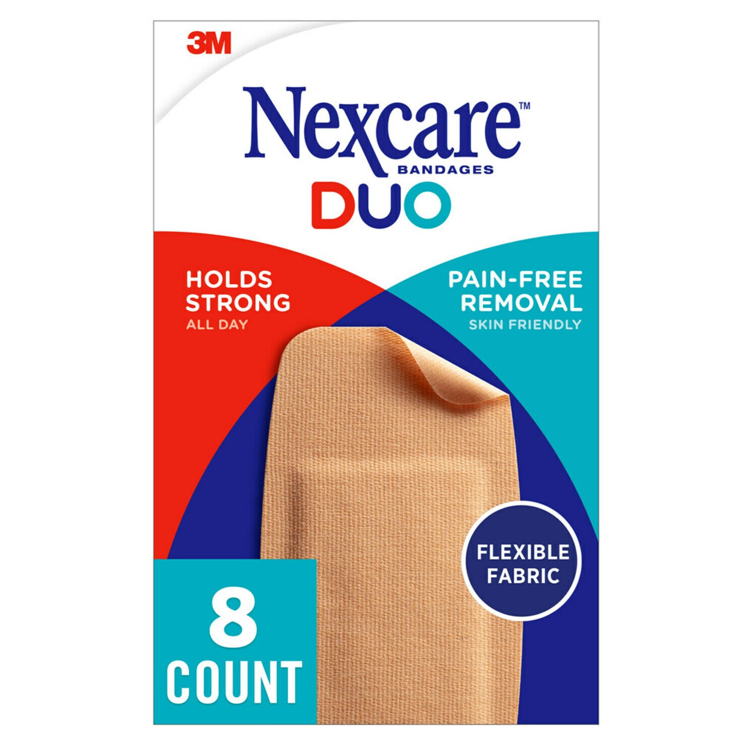 7100241237 - Nexcare DUO Bandages DSA-8, Knee and Elbow, 8 ct