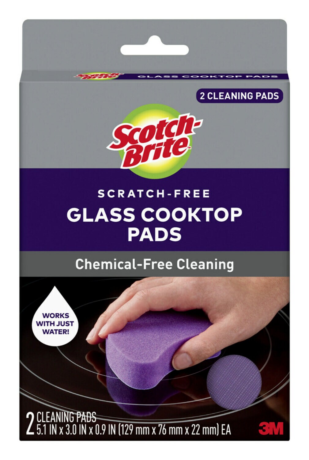 7100191855 - Scotch-Brite Glass Cooktop Pads 953-CT-P, 4.1 in x 3.4 in x 1 in (104 cm x 86 m x 25), 6/2