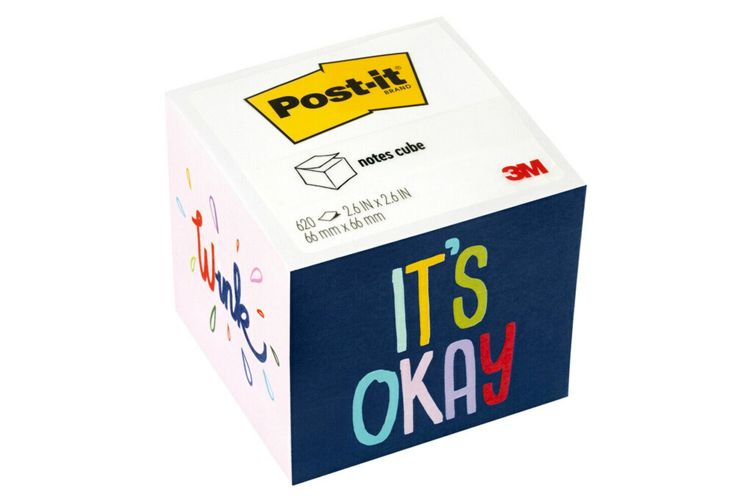 7100241141 - Post-it Notes Cube CUBE-OKAY, 2.6 in x 2.6 in (66 mm x 66 mm)