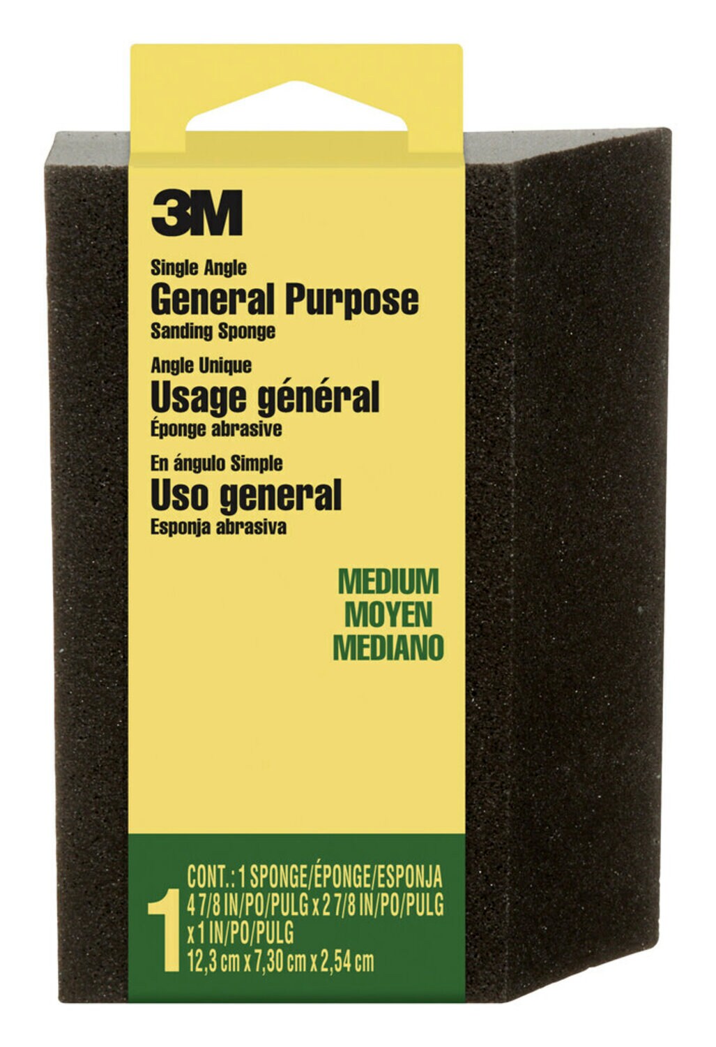 7100101551 - 3M General Purpose Sanding Sponge CP-041-ESF, Single Angle, 2 7/8 in x 4 7/8 in x 1 in, Medium, 1/pk, 24 pks/cs
