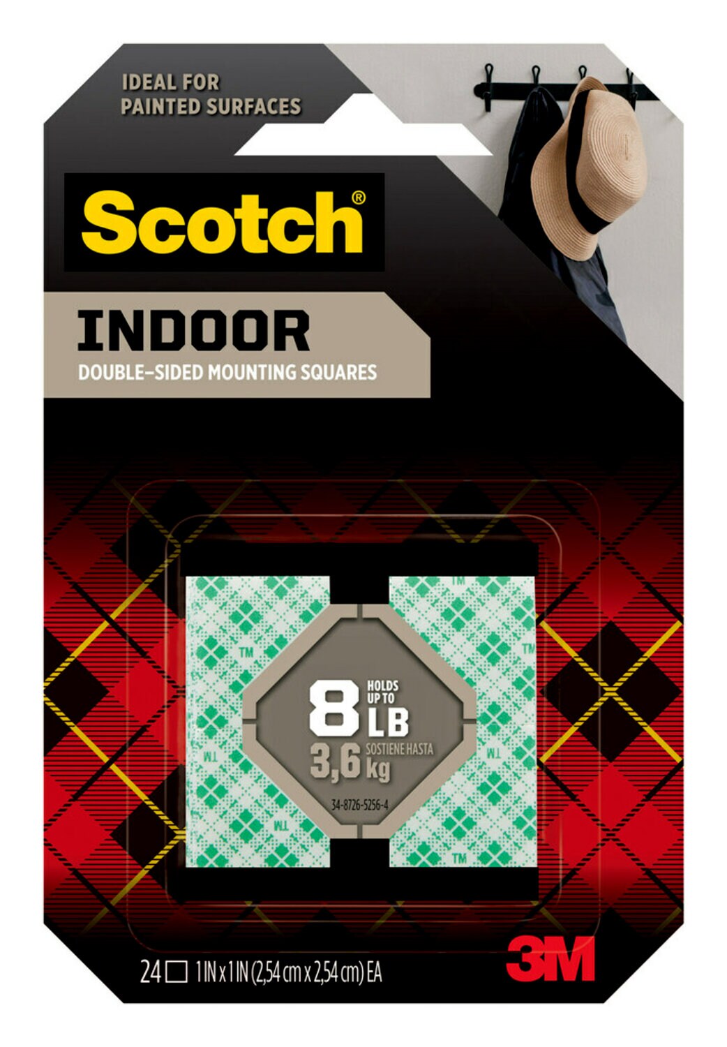 7100241752 - Scotch Indoor Double-Sided Mounting Squares 111S-SQ-24, 1 in x 1 in (2.54 cm x 2.54 cm) 24/pk