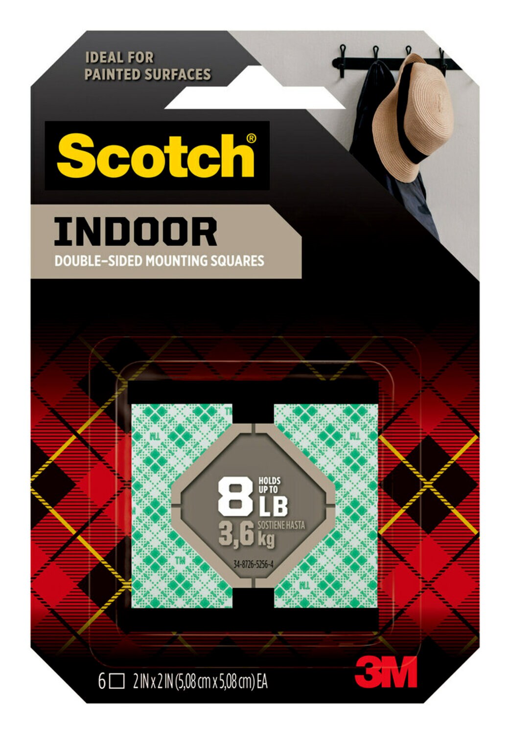 7100241755 - Scotch Indoor Double-Sided Mounting Squares 111S-SQLRG-6, 2 in x 2 in (5.08 cm x 5.08 cm) 6/pk