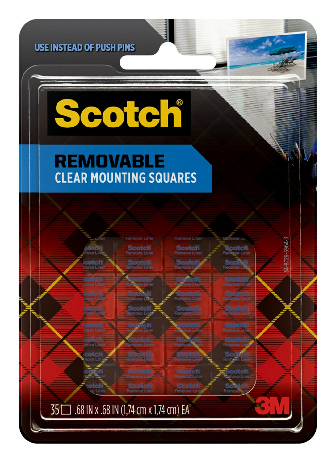 7100241756 - Scotch Removable Clear Double-Sided Mounting Squares 859S, 11/16 in x 11/16 in (1.7 cm x 1.7 cm)