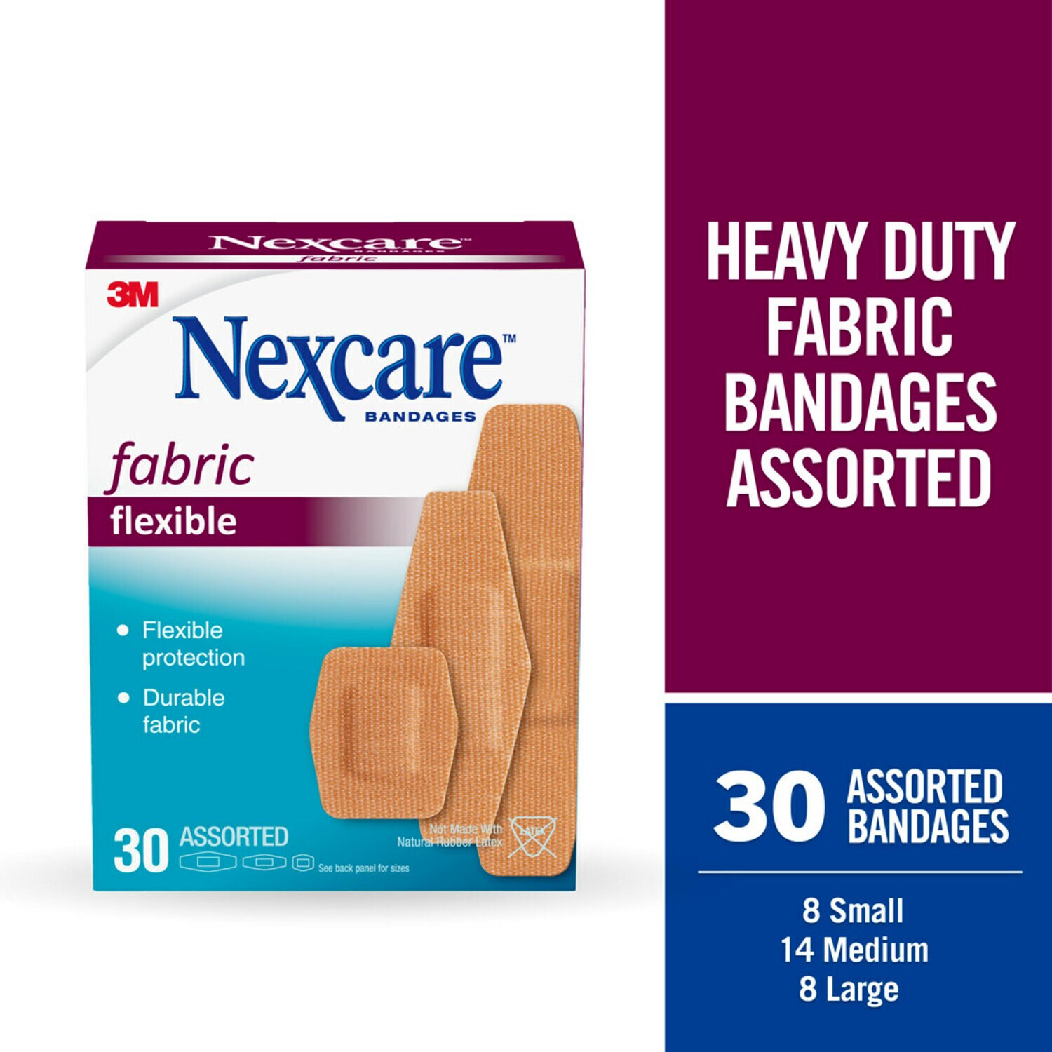 7000047966 - Nexcare Flexible Fabric Bandages 665-30PB, 30 ct
