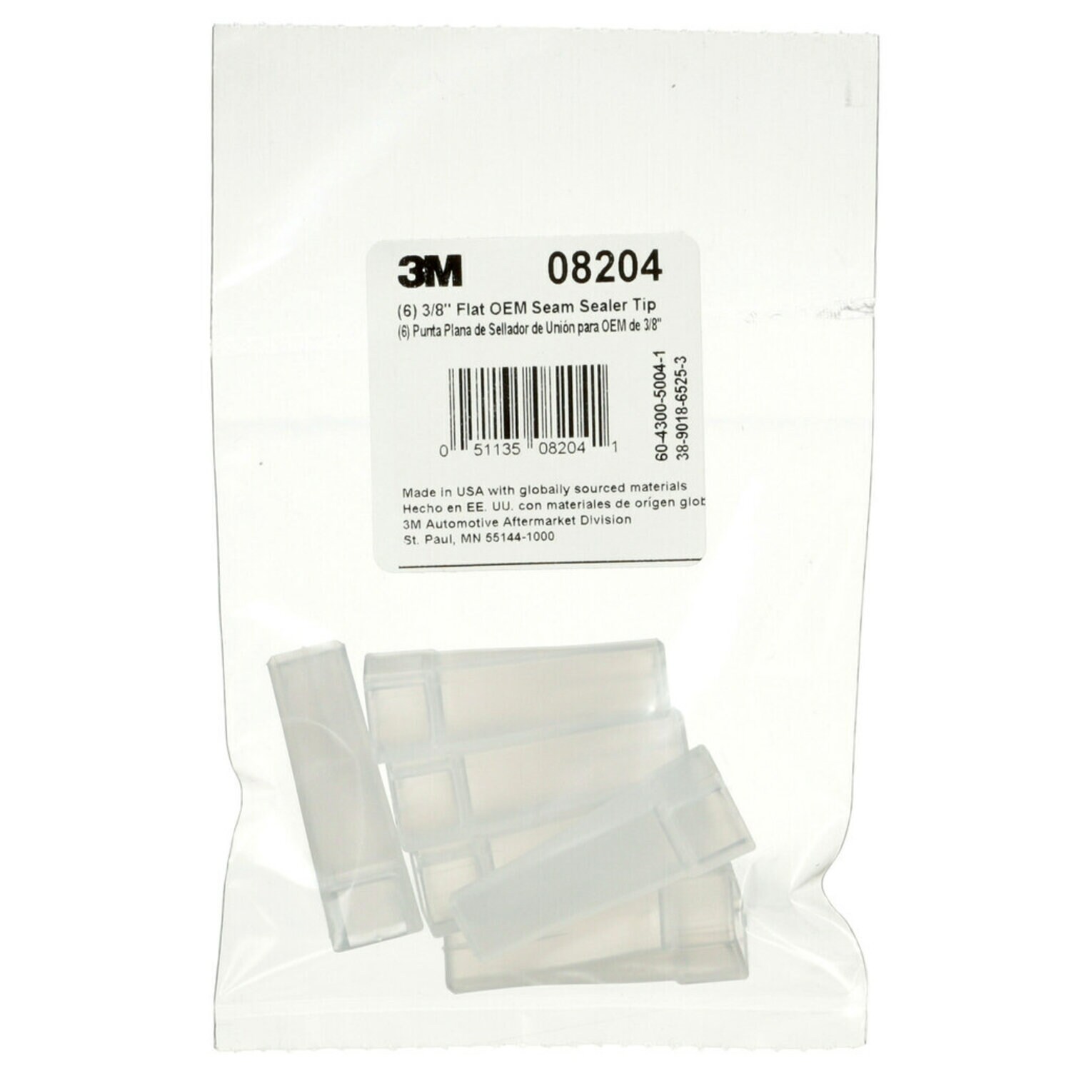 7000118470 - 3M OEM Seam Sealer Tip, 08204, 3/8 in, Flat, 6 per bag, 6 bags per case