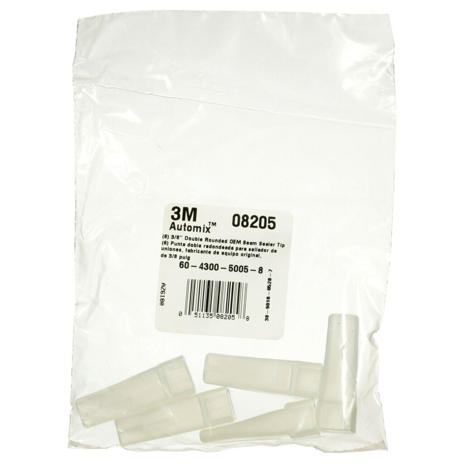 7000118471 - 3M OEM Seam Sealer Tip, 08205, 3/8 in, Double-Rounded, 6 per bag, 6 bags per case