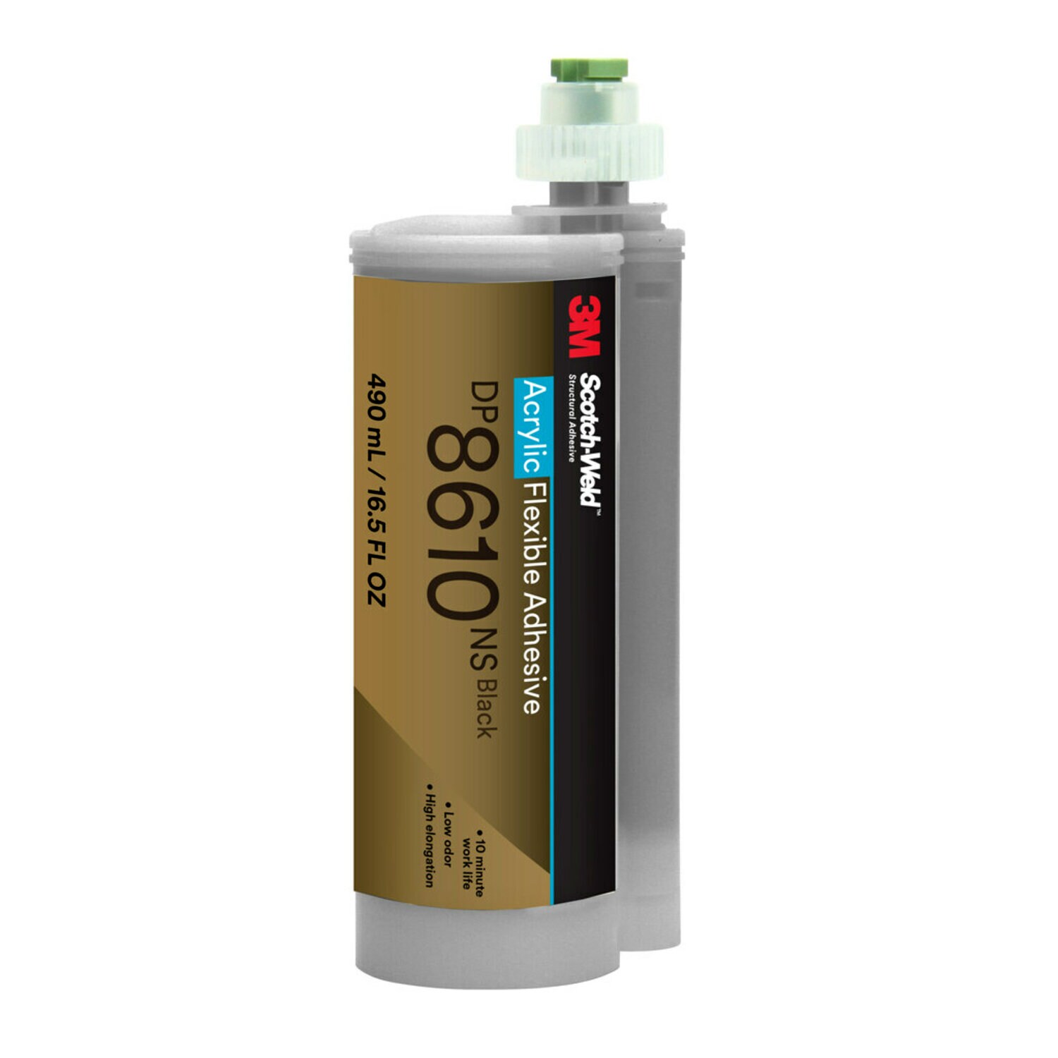 7100232802 - 3M Scotch-Weld Flexible Acrylic Adhesive DP8610NS, Black, 490 mL Duo- Pak, 6/Case