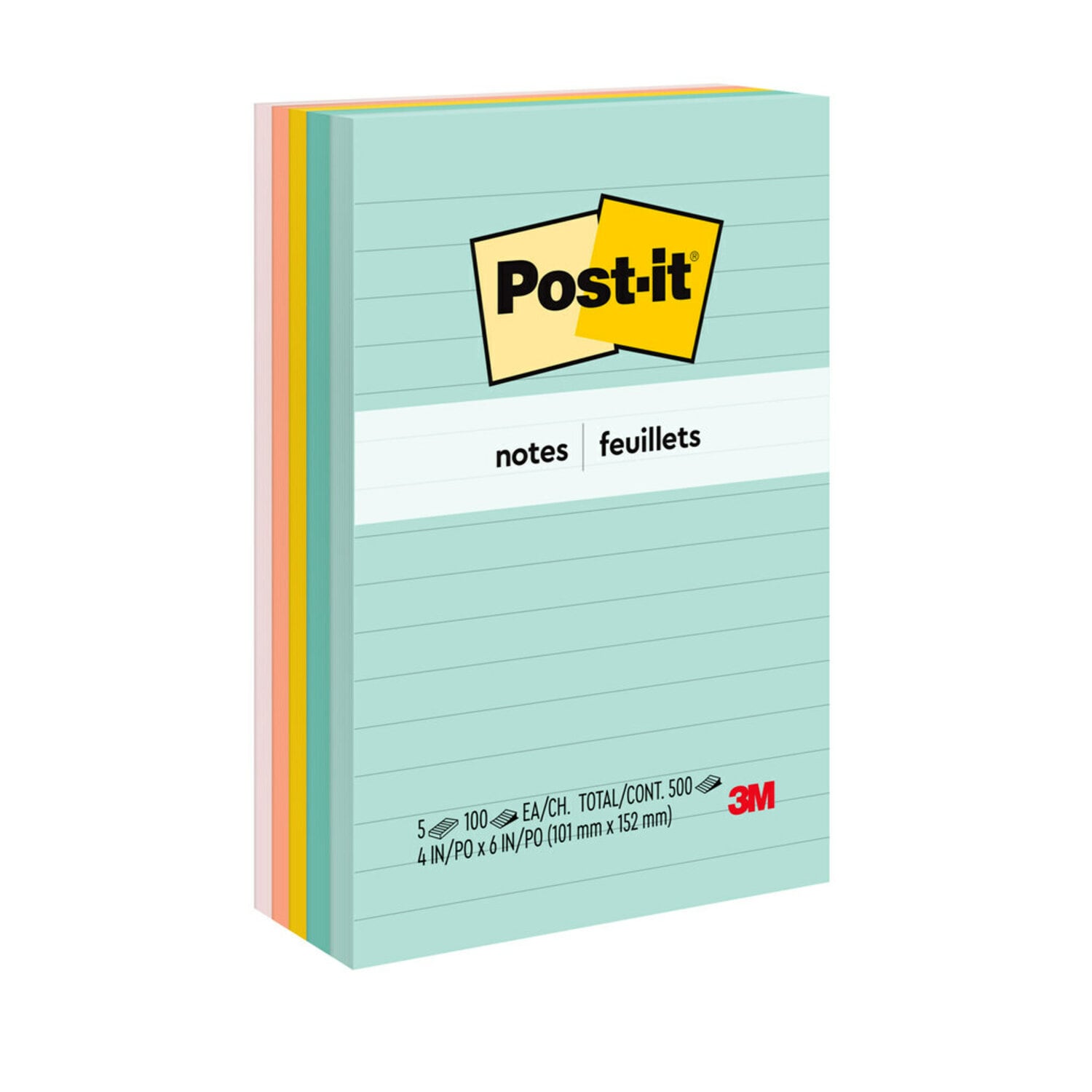 7100235633 - Post-it Notes 660-5PK-AST, 4 in x 6 in (101 mm x 152 mm), Marsielle, 100% PEFC, SGSCH-PEFC-COC-110078